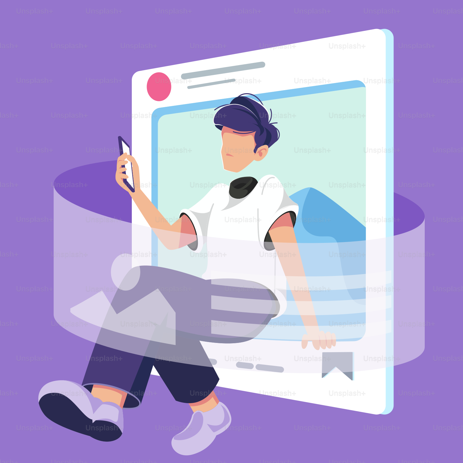 A man sitting on top of a computer screen