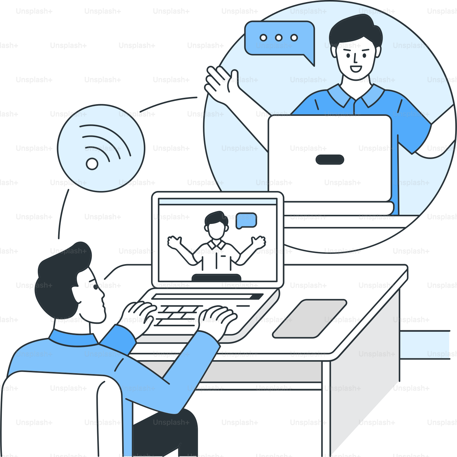Une personne assise à un bureau avec un ordinateur portable