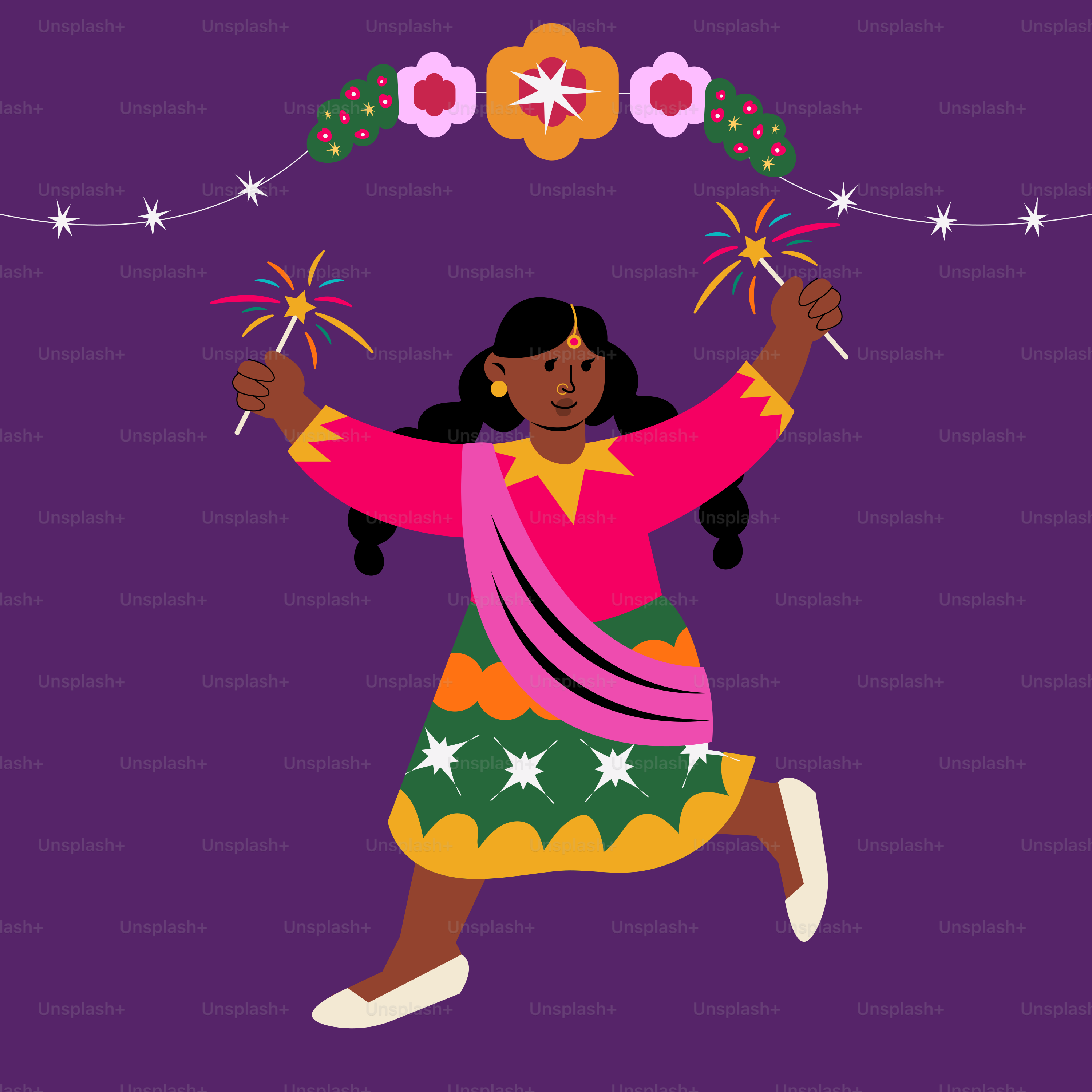 Une femme en robe colorée danse