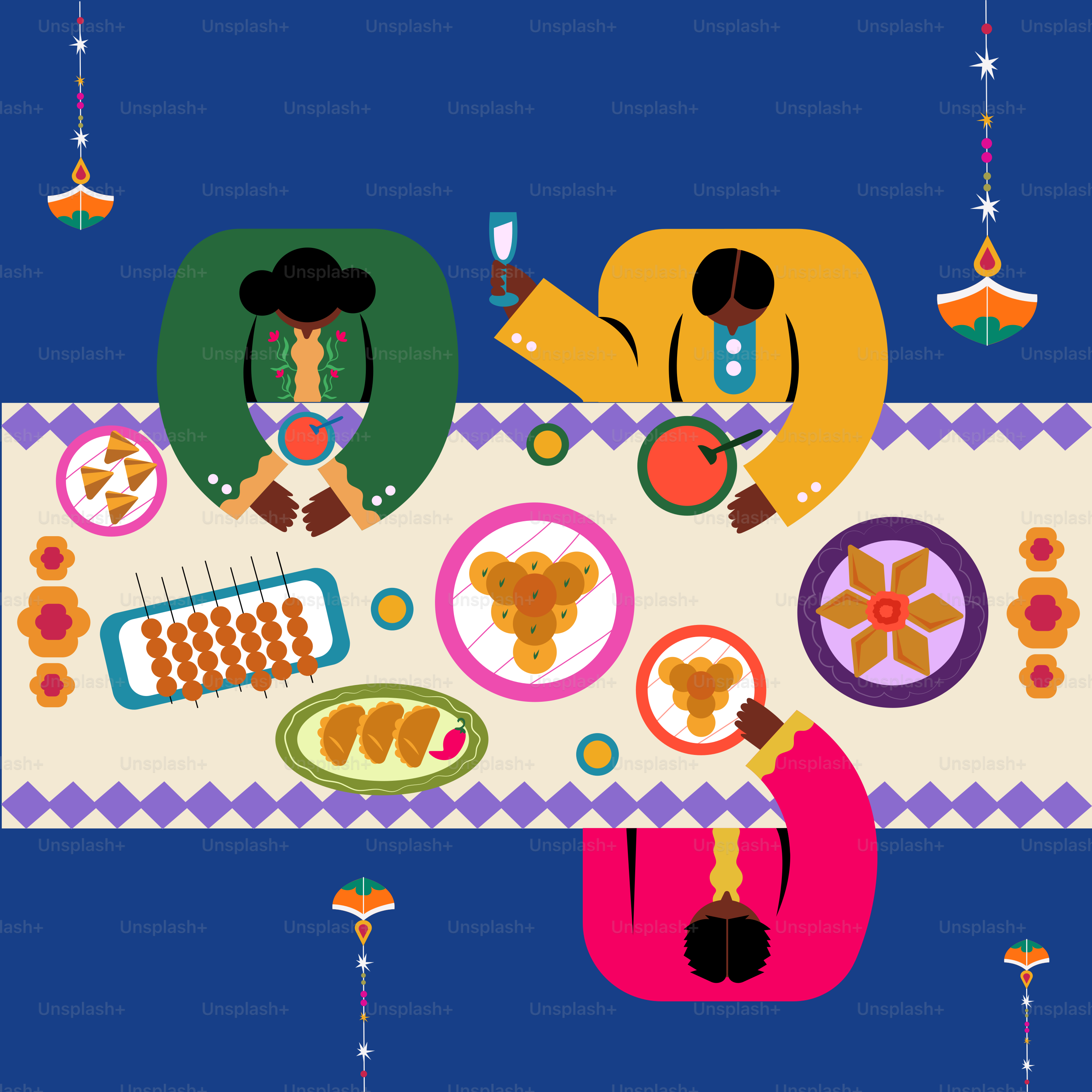 A group of people sitting at a table with food