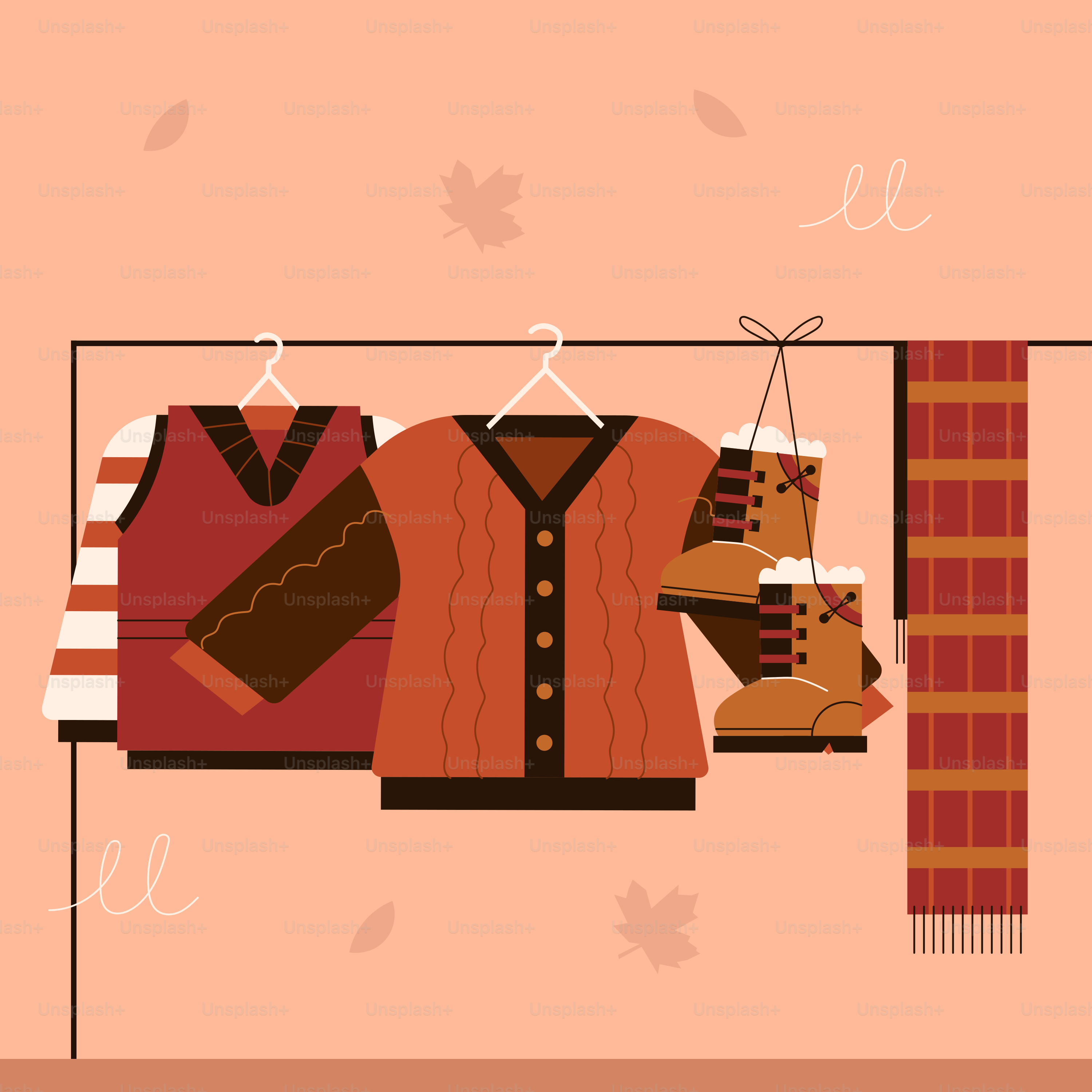 Eine Abbildung von Kleidung, die an einem Wäscheständer hängt