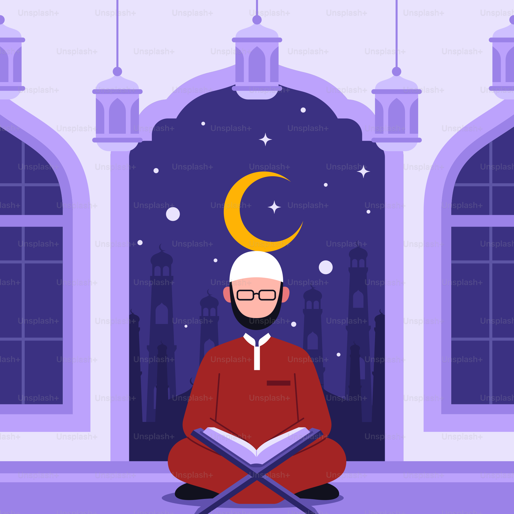 A man sitting in a lotus position in front of a mosque