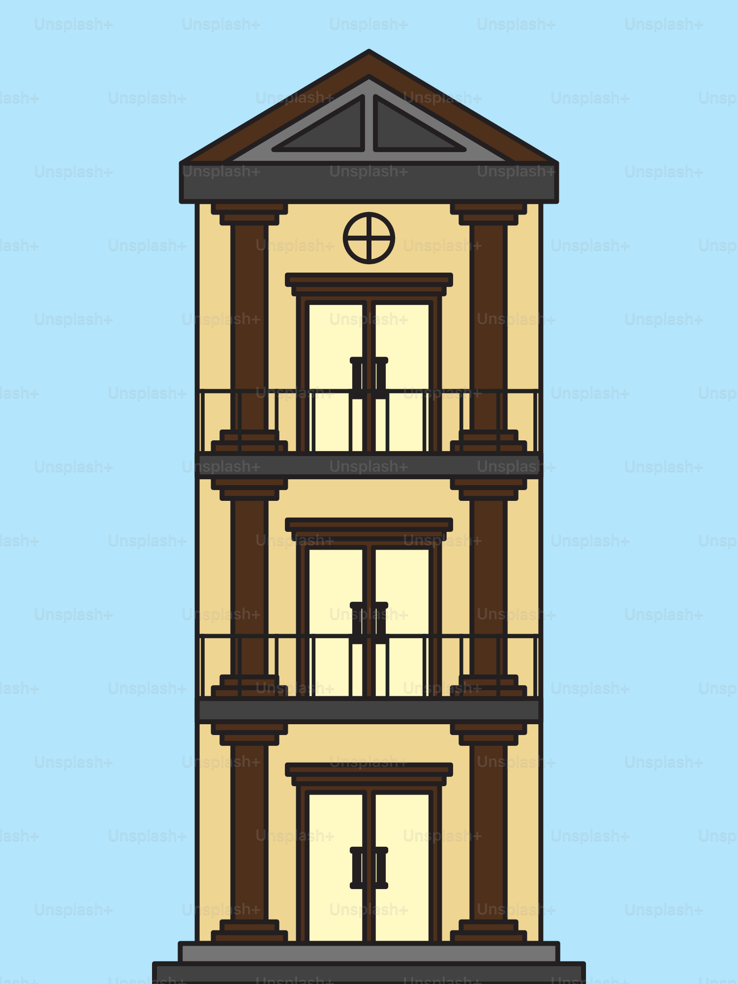 A tall building with balconies on top of it