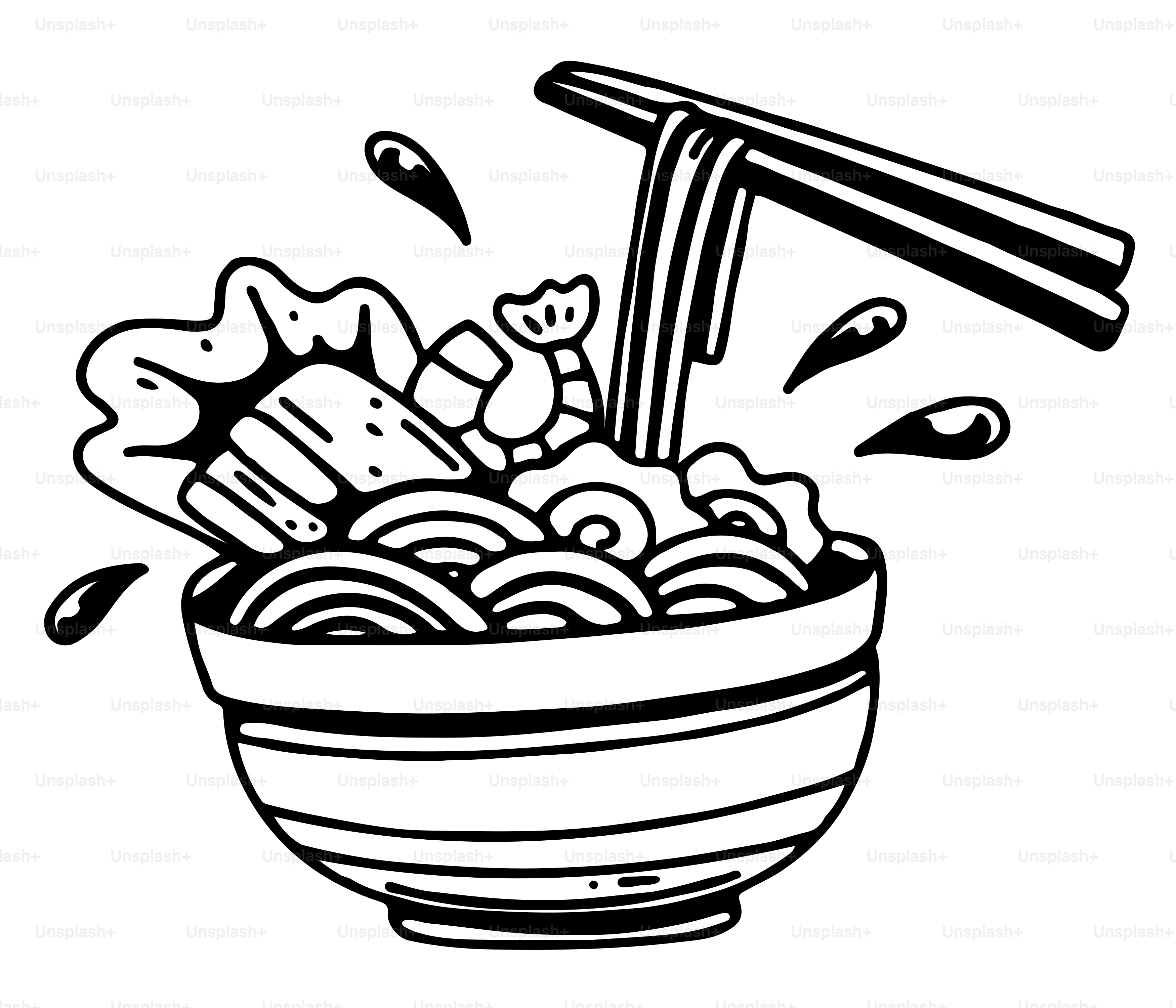 A bowl of noodles with chopsticks in it