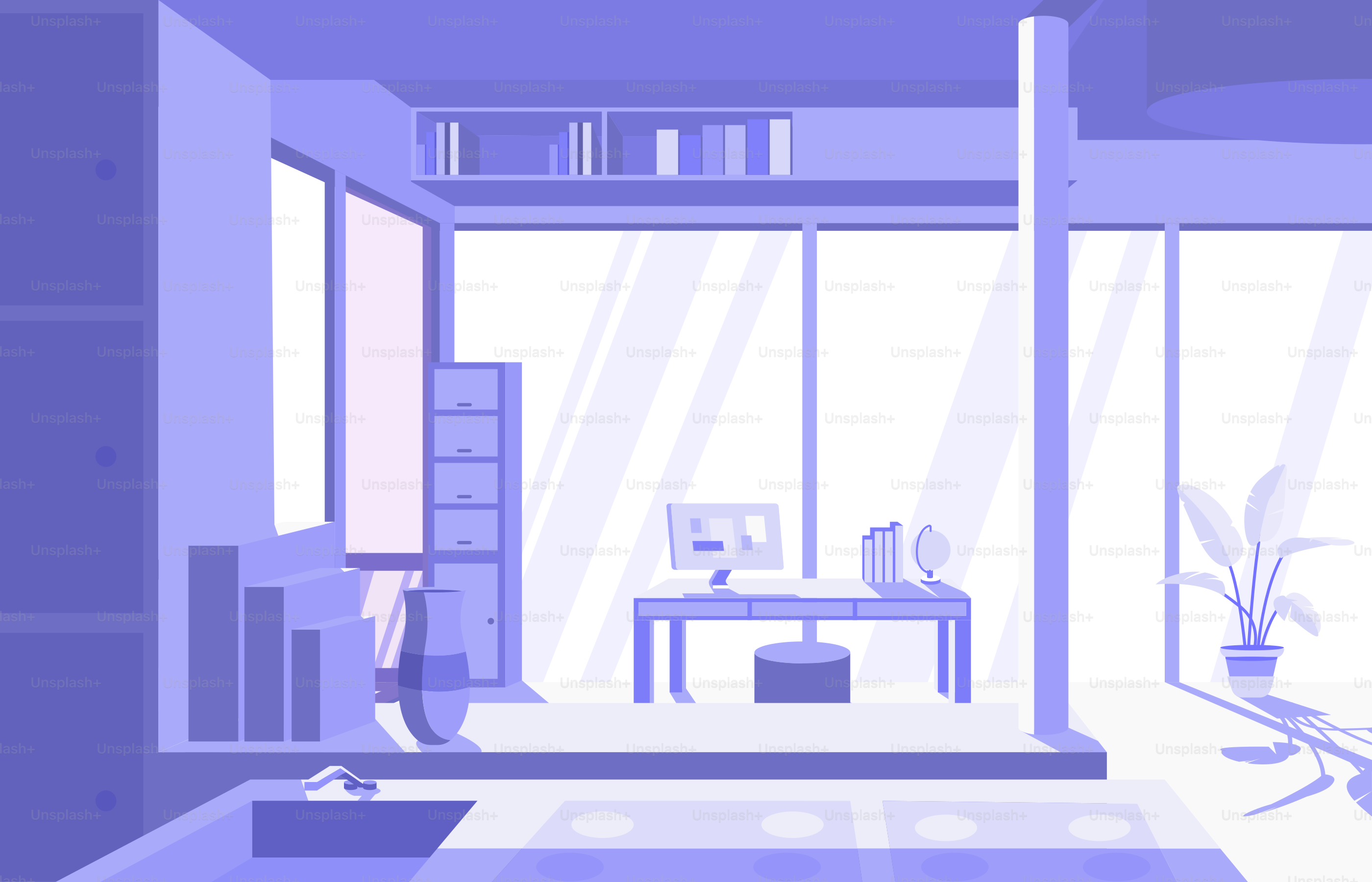 A room with a desk and a chair in it