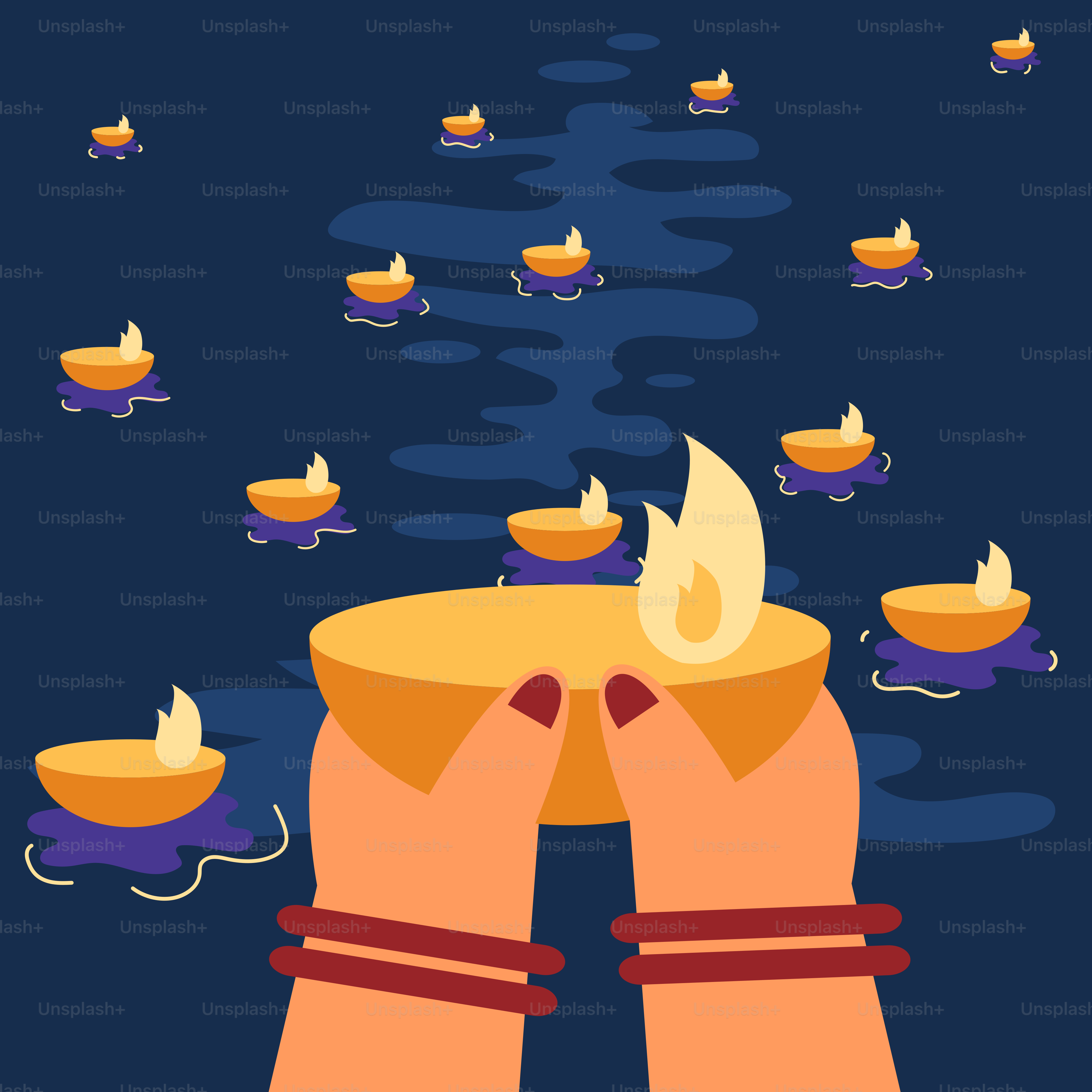 A pair of hands holding a lit candle