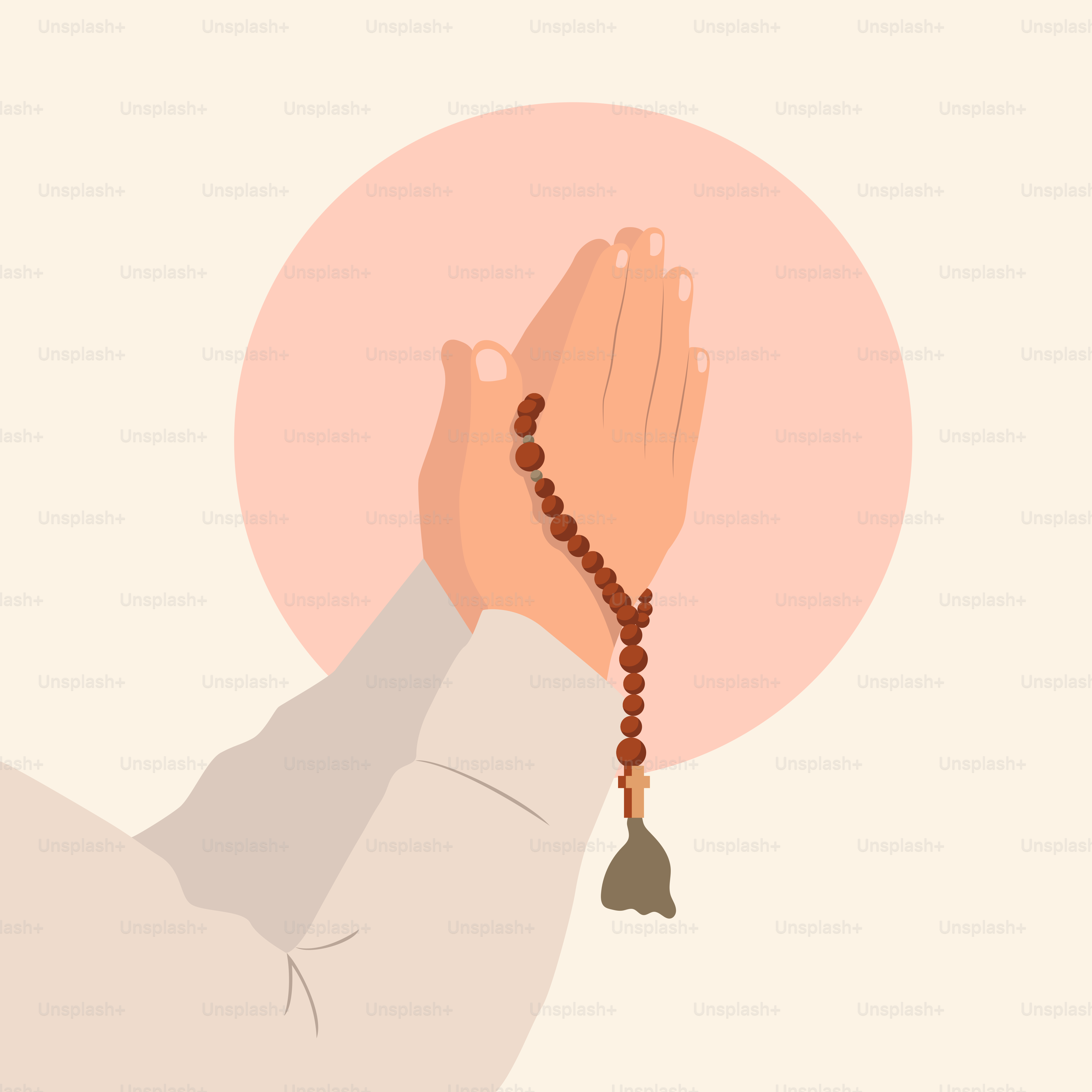 Uma pessoa segurando um rosário nas mãos