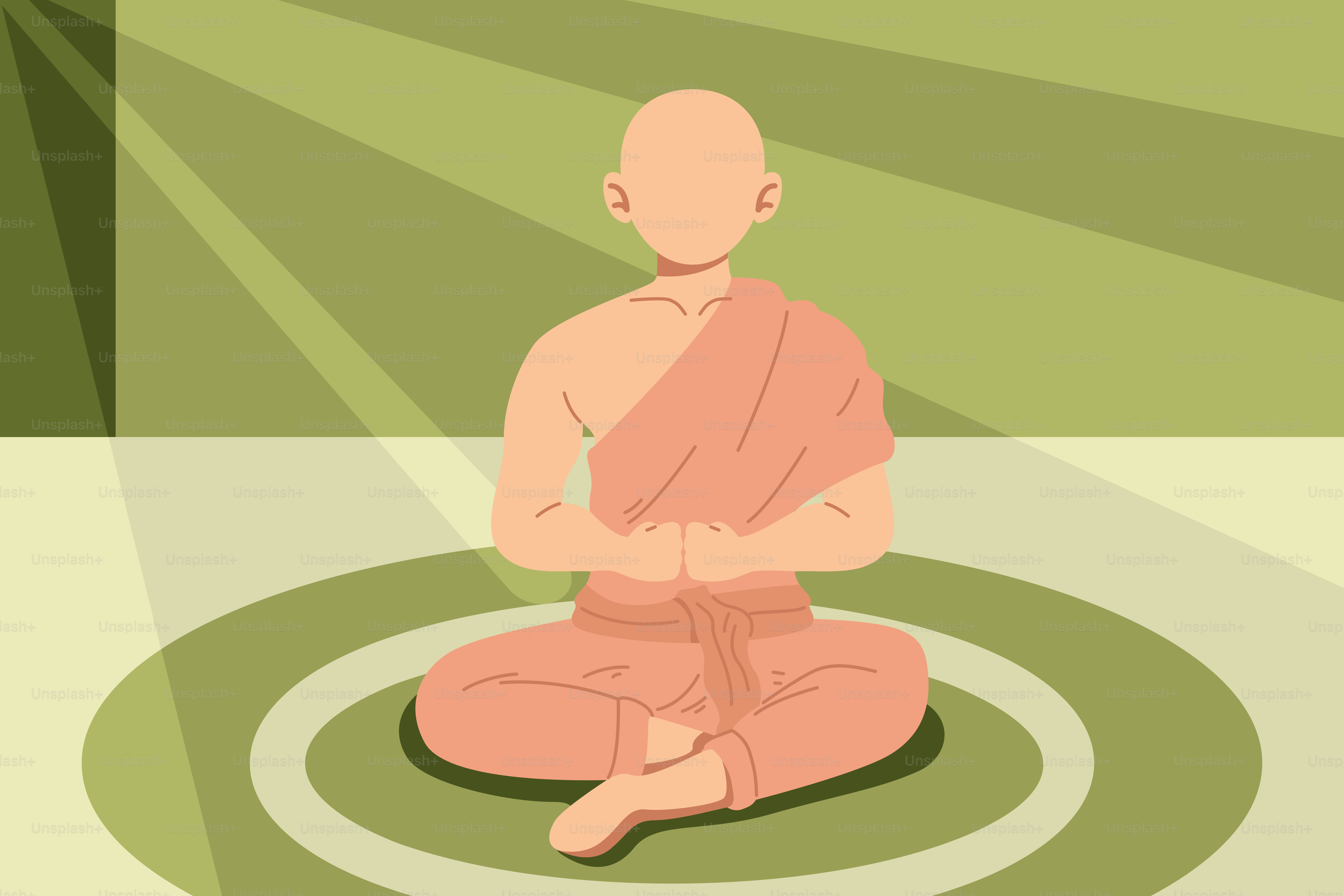 Eine Person, die in einer Meditationsposition auf einem Teppich sitzt