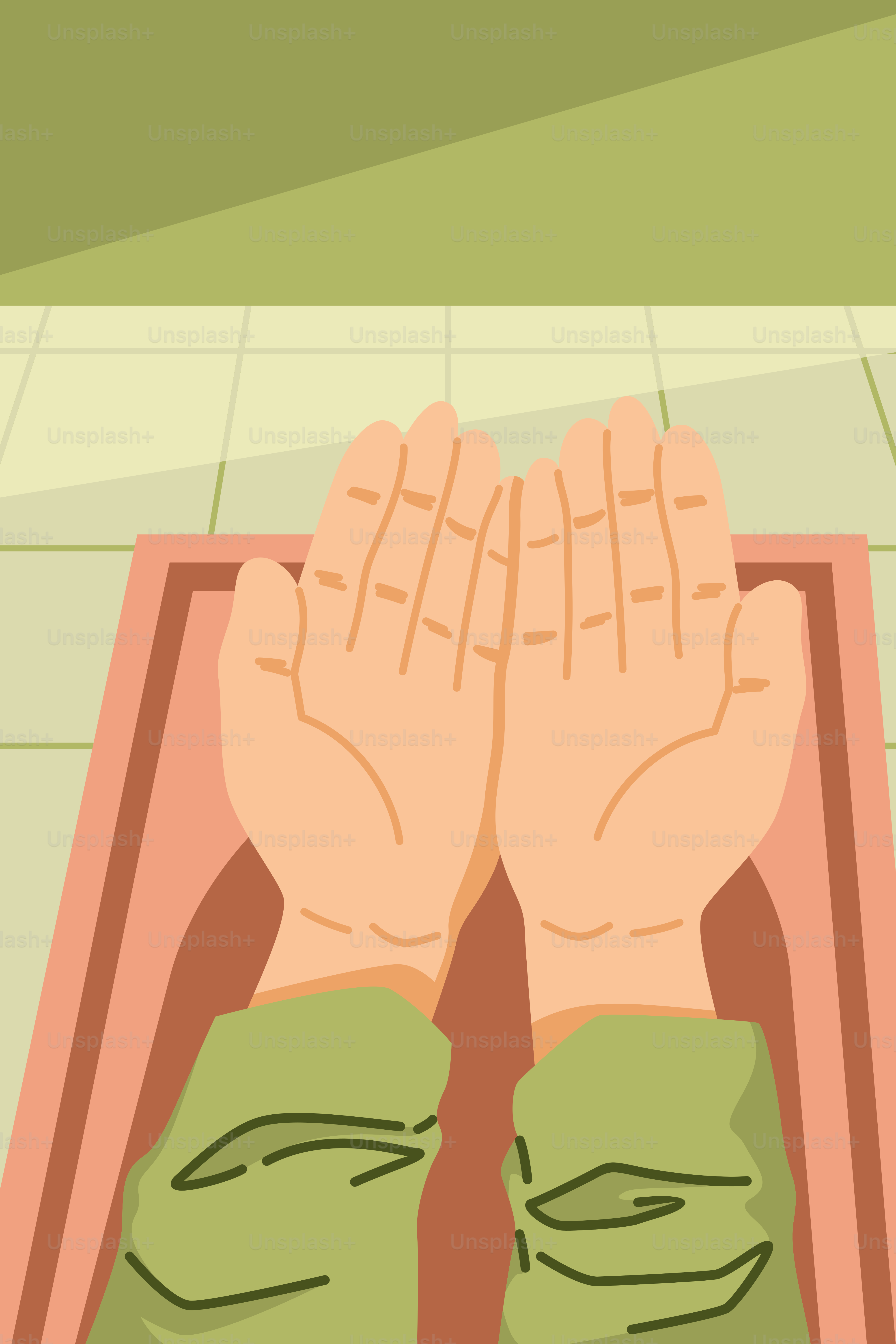 Uma pessoa em pé em uma esteira com as mãos no ar