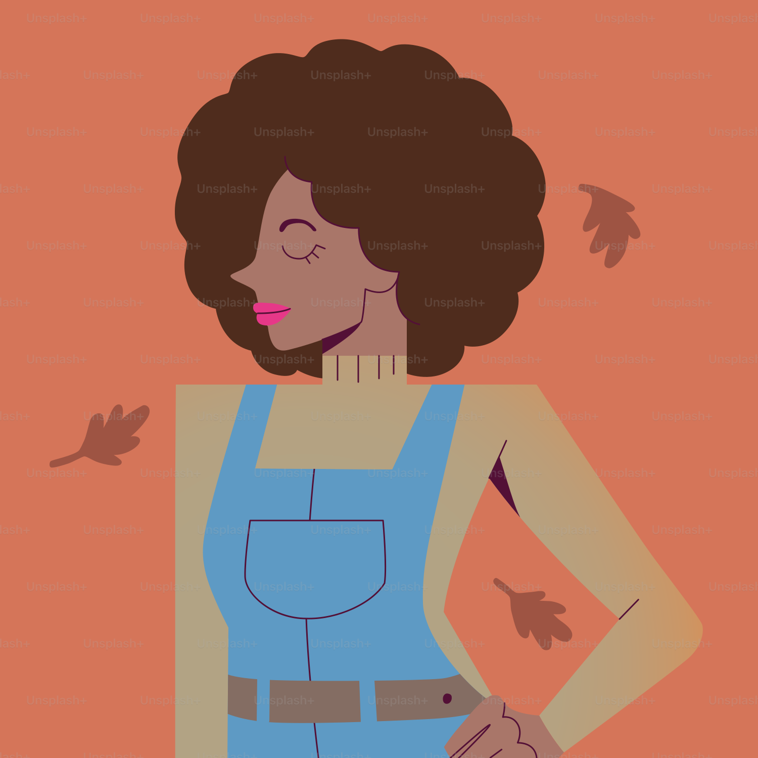 Une femme en salopette tient une cigarette