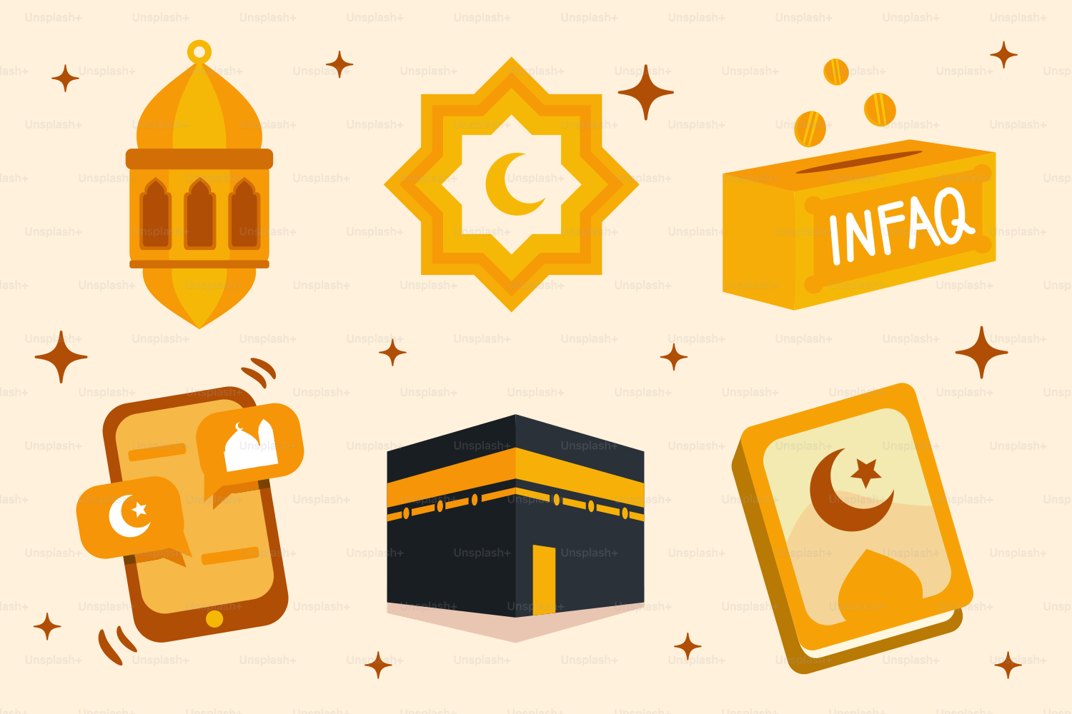 A bunch of different religious symbols on a white background