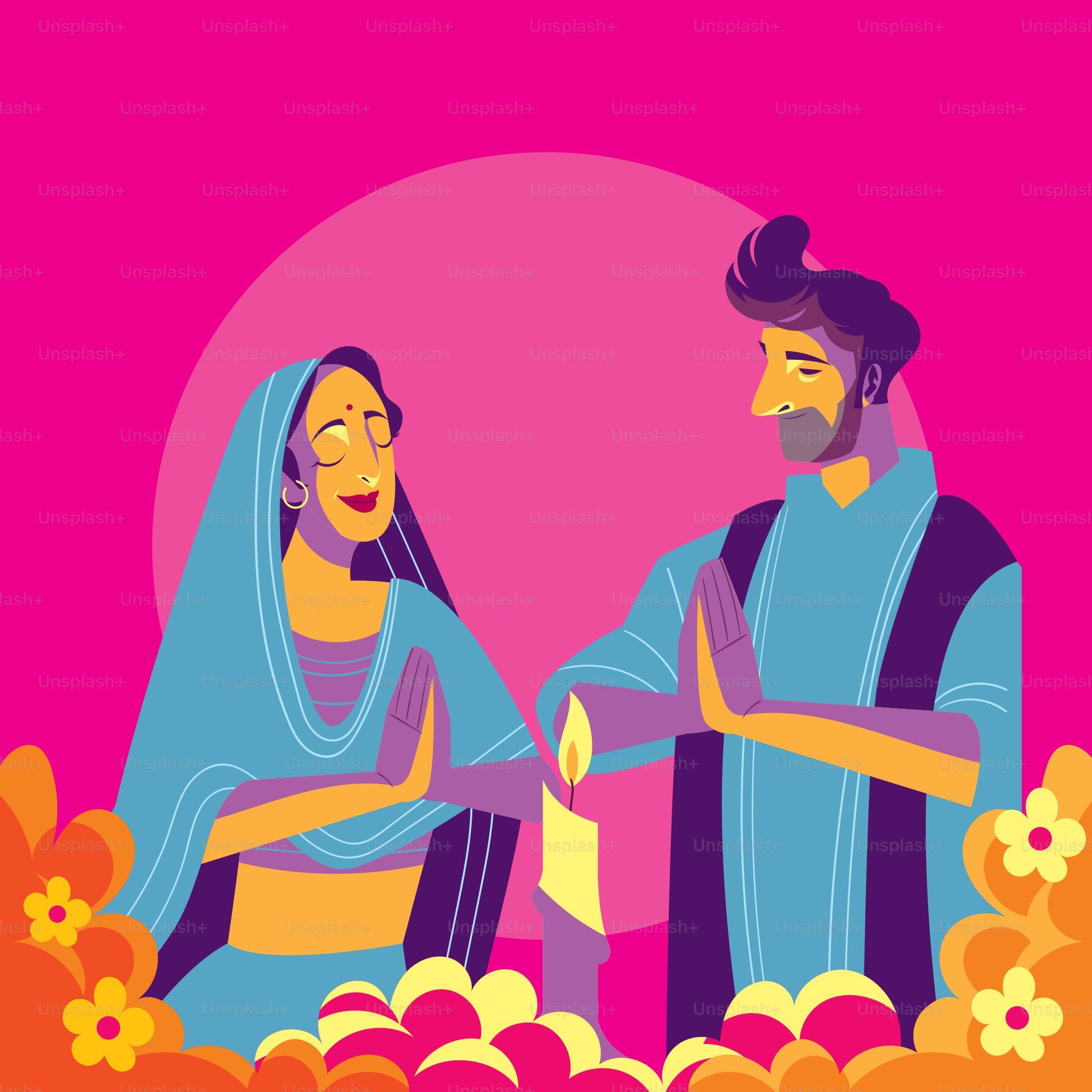 A man and a woman are standing in a flower garden