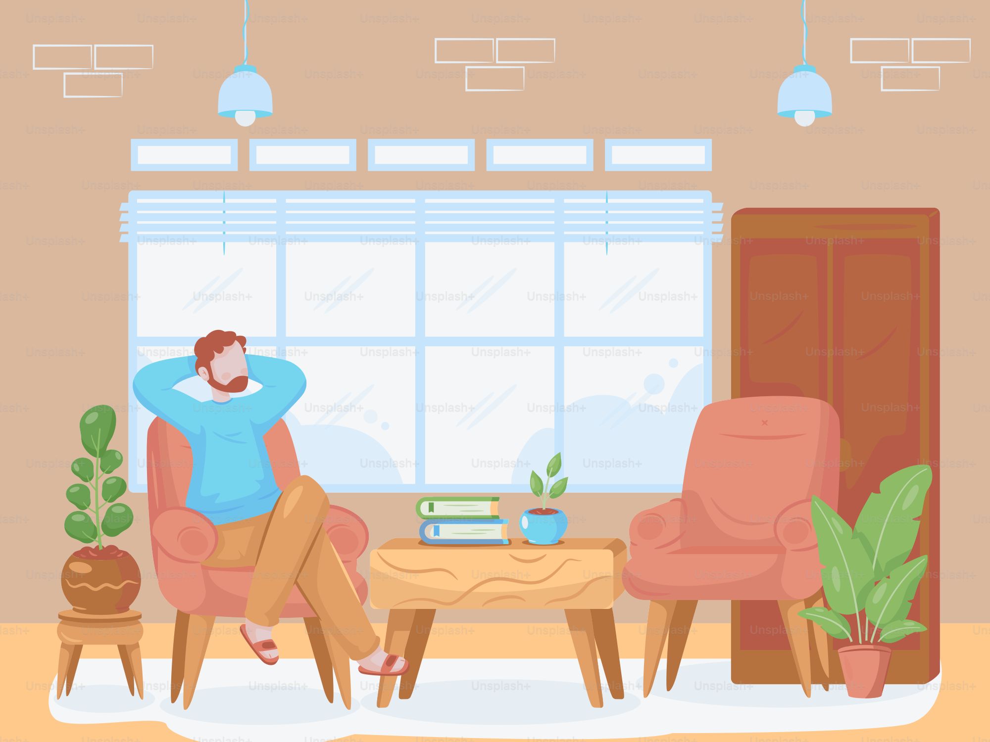 A man sitting in a chair in a living room