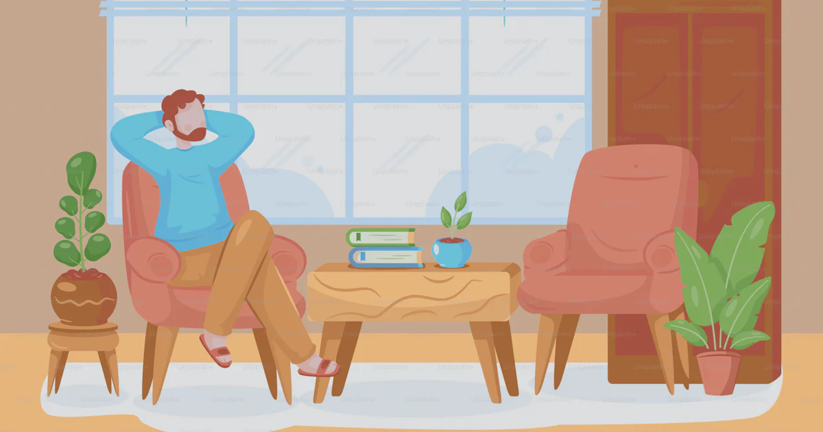 Duduk Vector Vektor Seorang pria duduk di kursi di ruang tamu – Gambar Desain ...