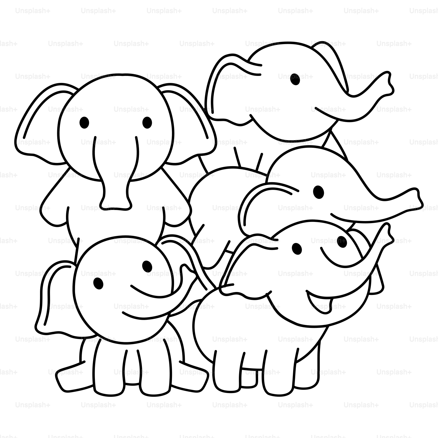 A group of elephants standing next to each other