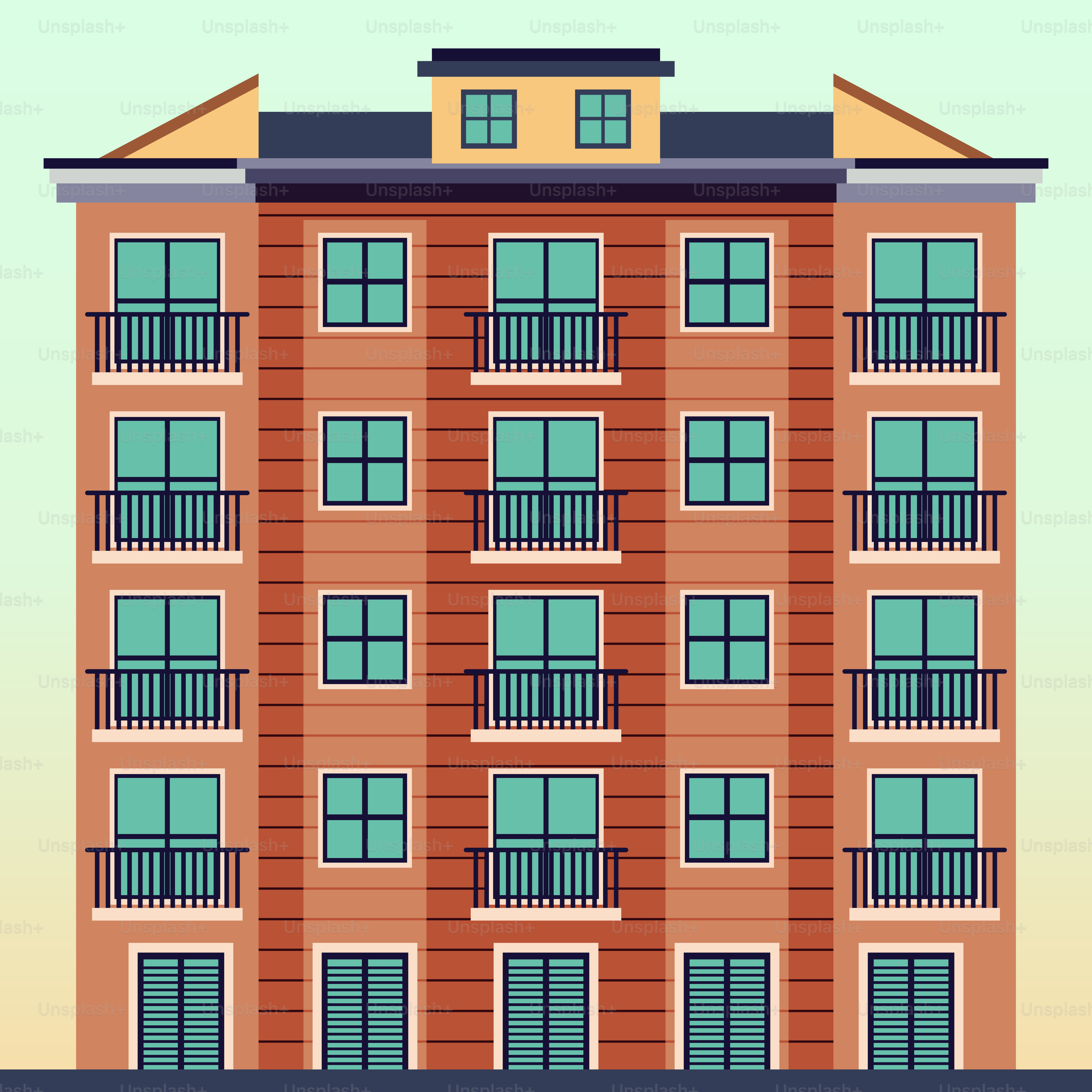 A tall building with balconies and balconies on the top of it