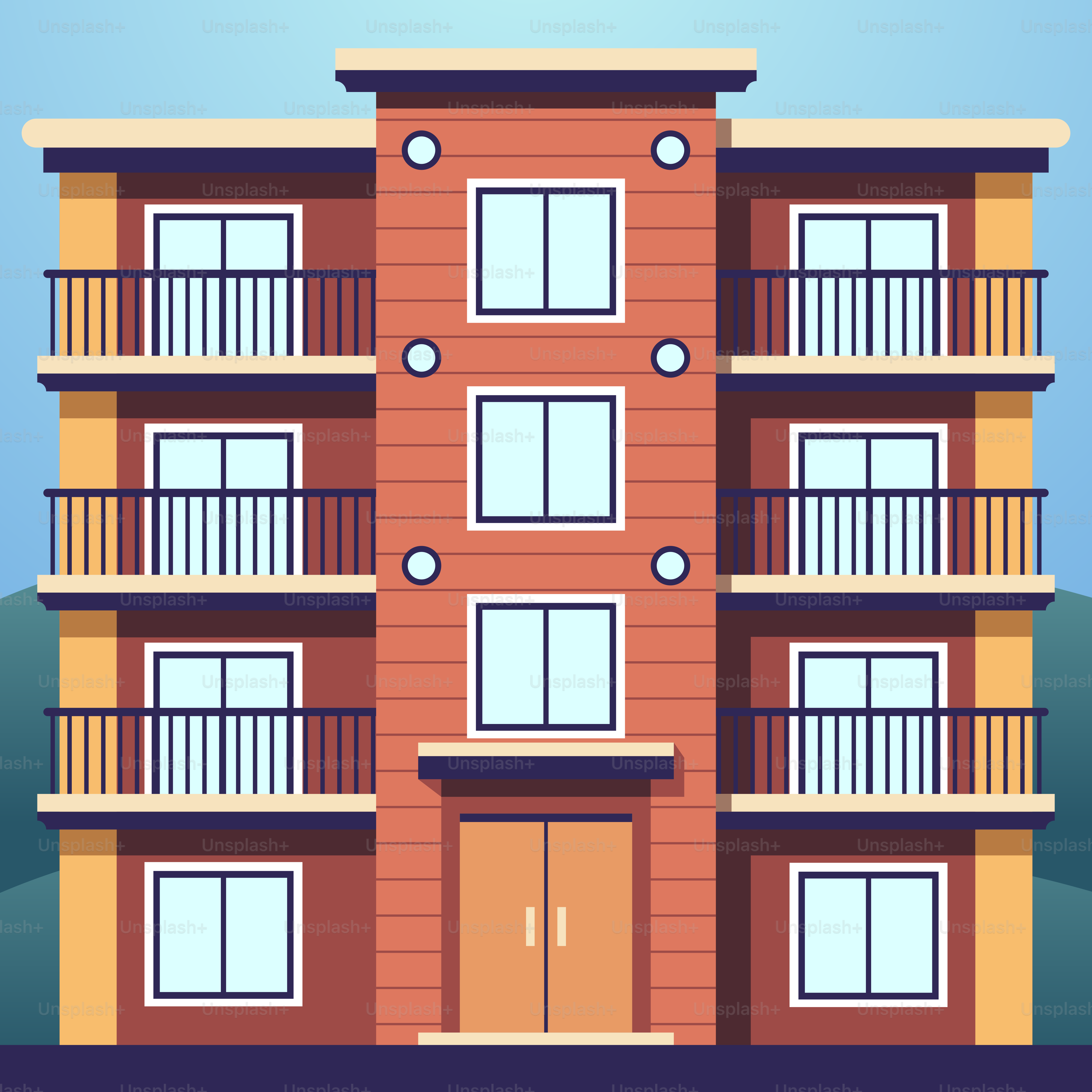 Un palazzo con balconi e balconi sopra