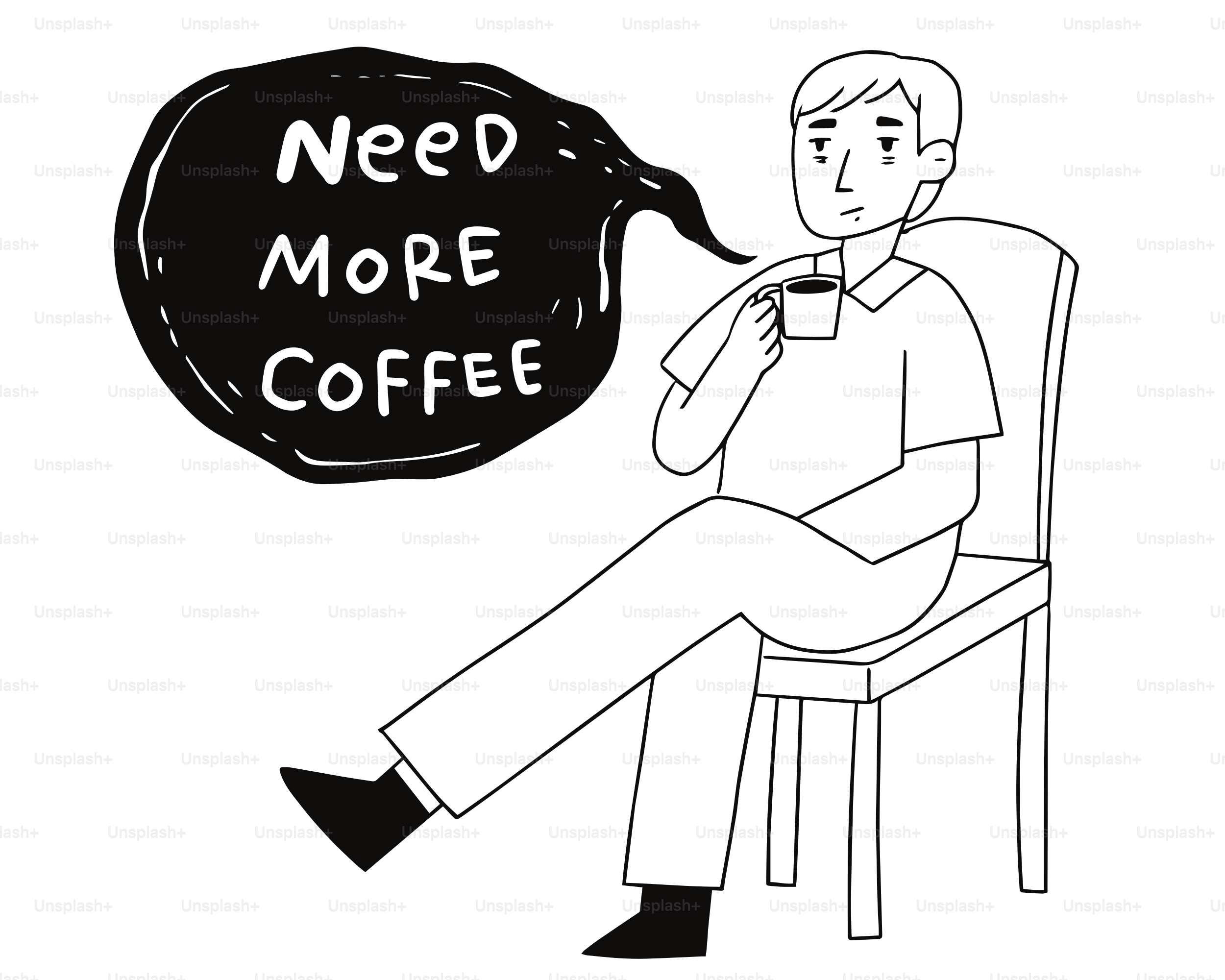 A man sitting in a chair with a cup of coffee