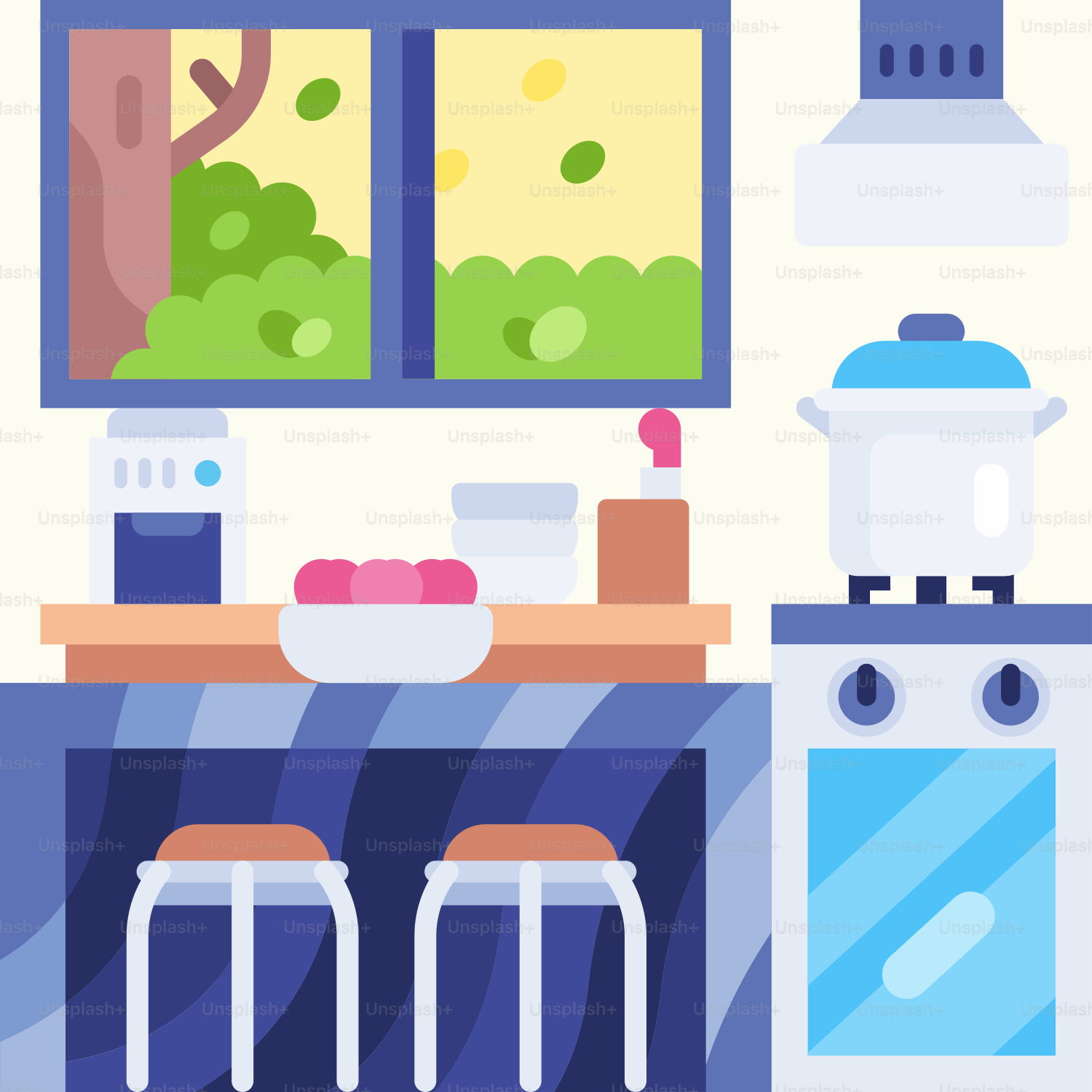 A kitchen with a stove top oven next to a counter