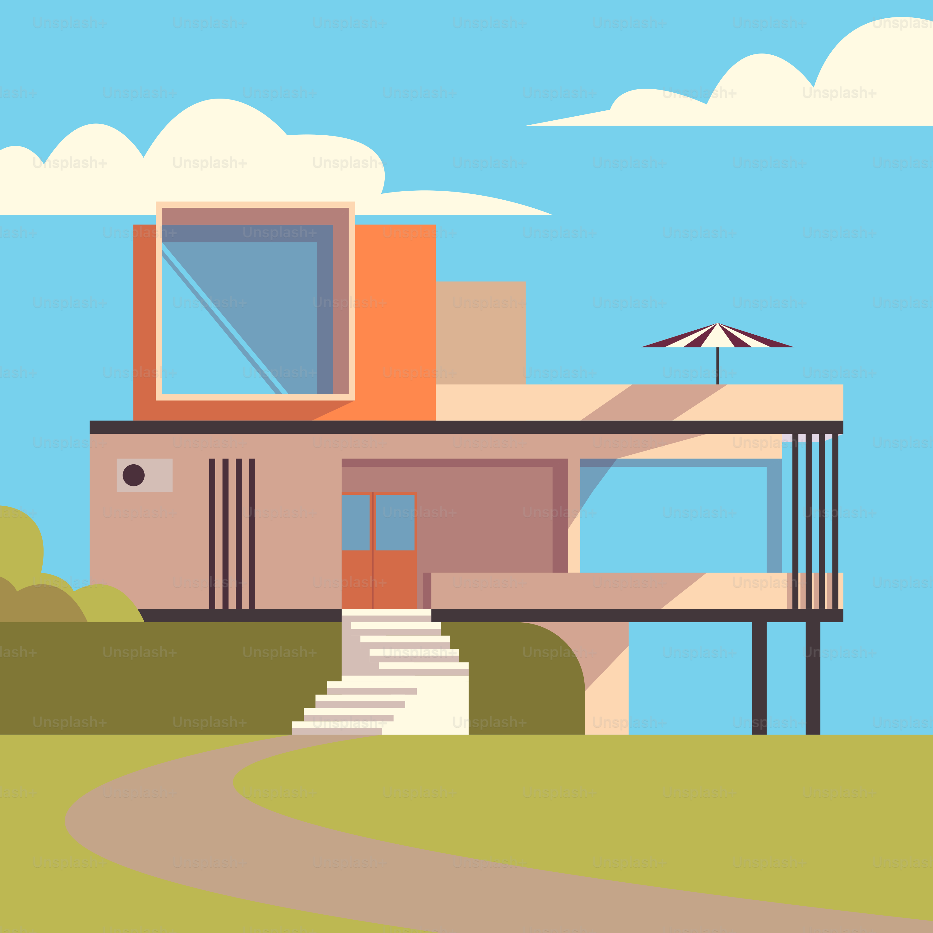 A picture of a house in the middle of a field