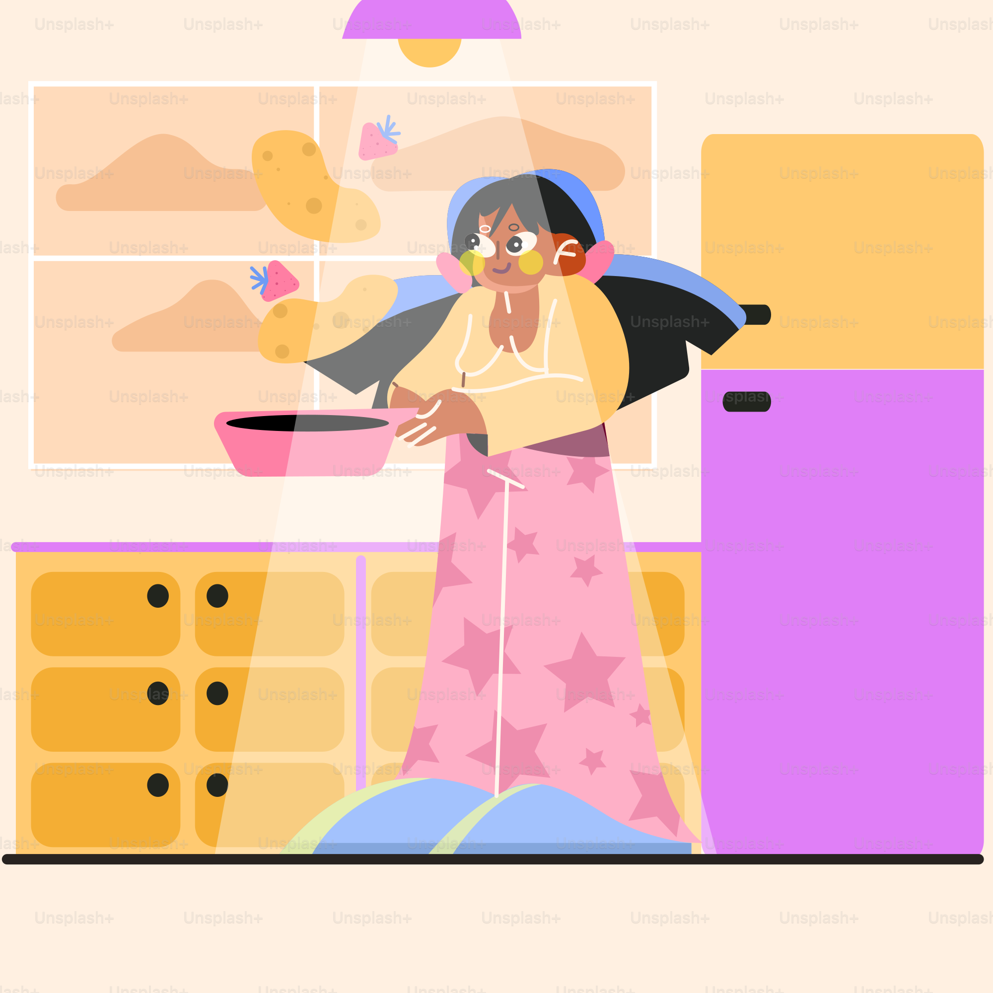Una mujer en una cocina cocinando en una sartén