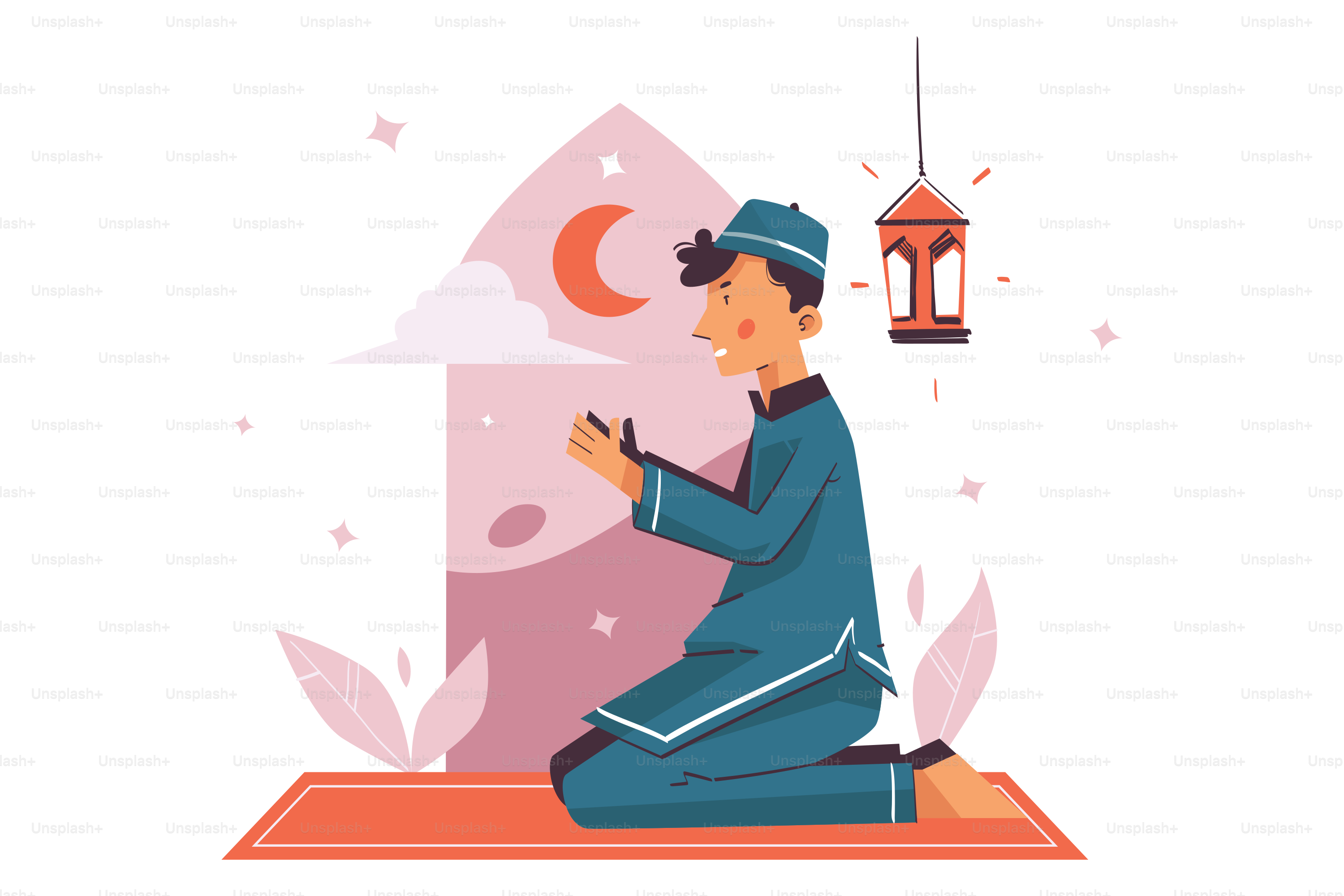 A man sitting on a rug in front of a lantern