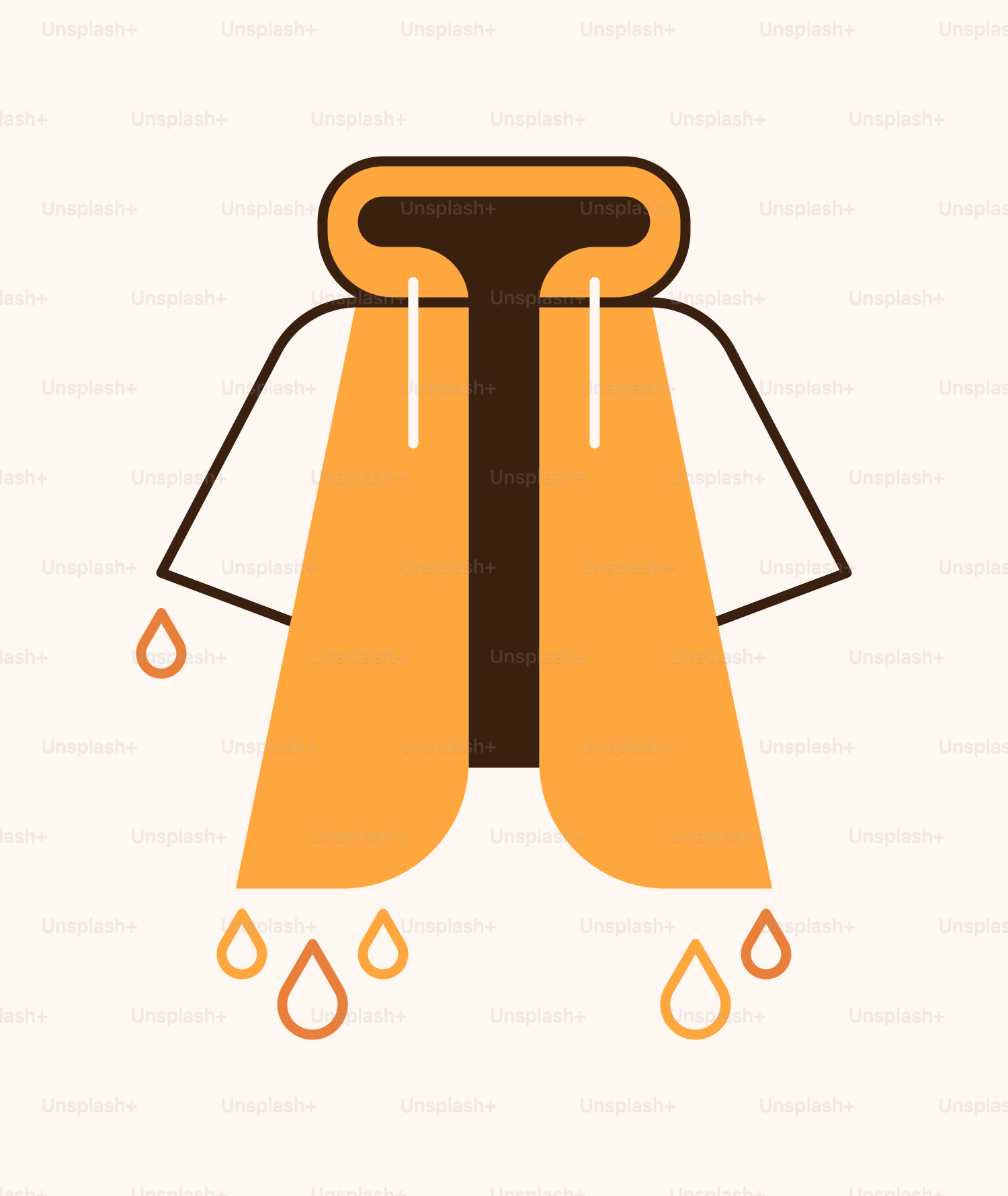 An orange cape with rain drops on it