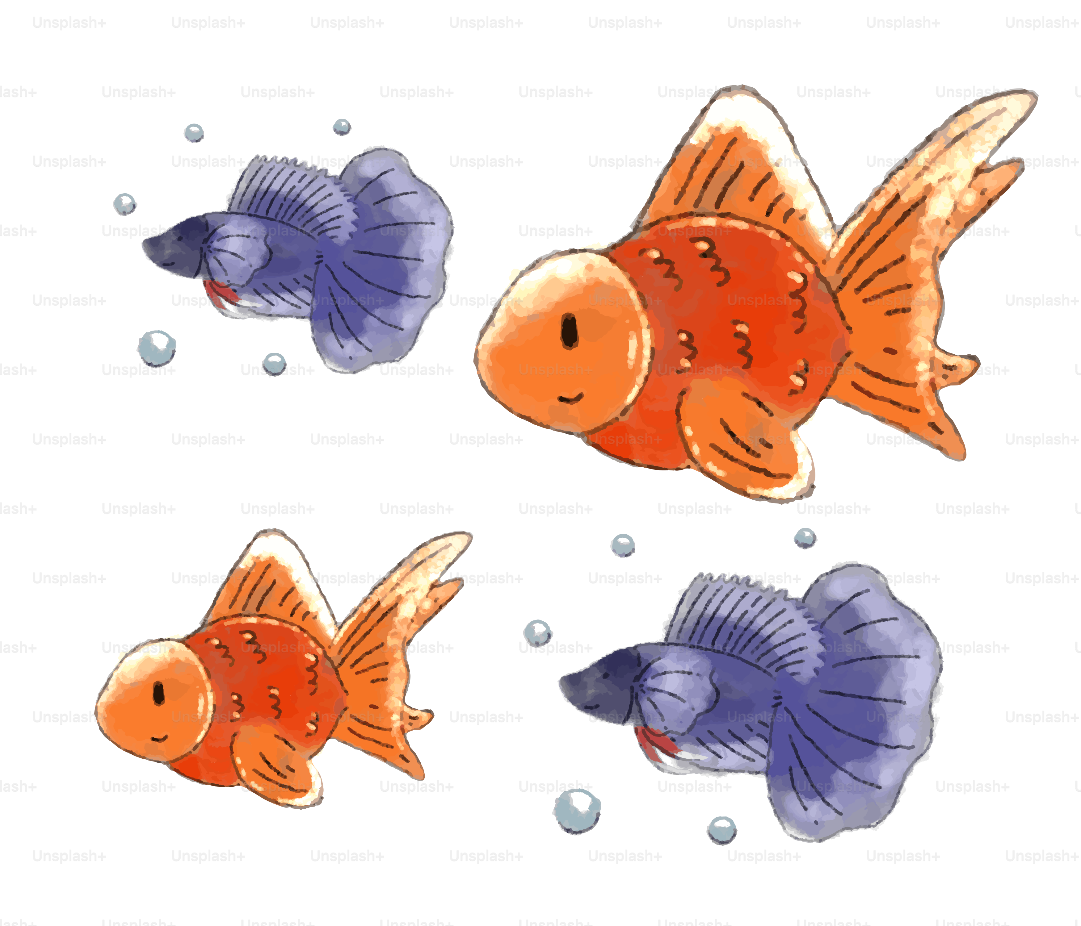 Poisson-chat mignon cartoon | Coloriages Mimi Panda, image size:3000x2571