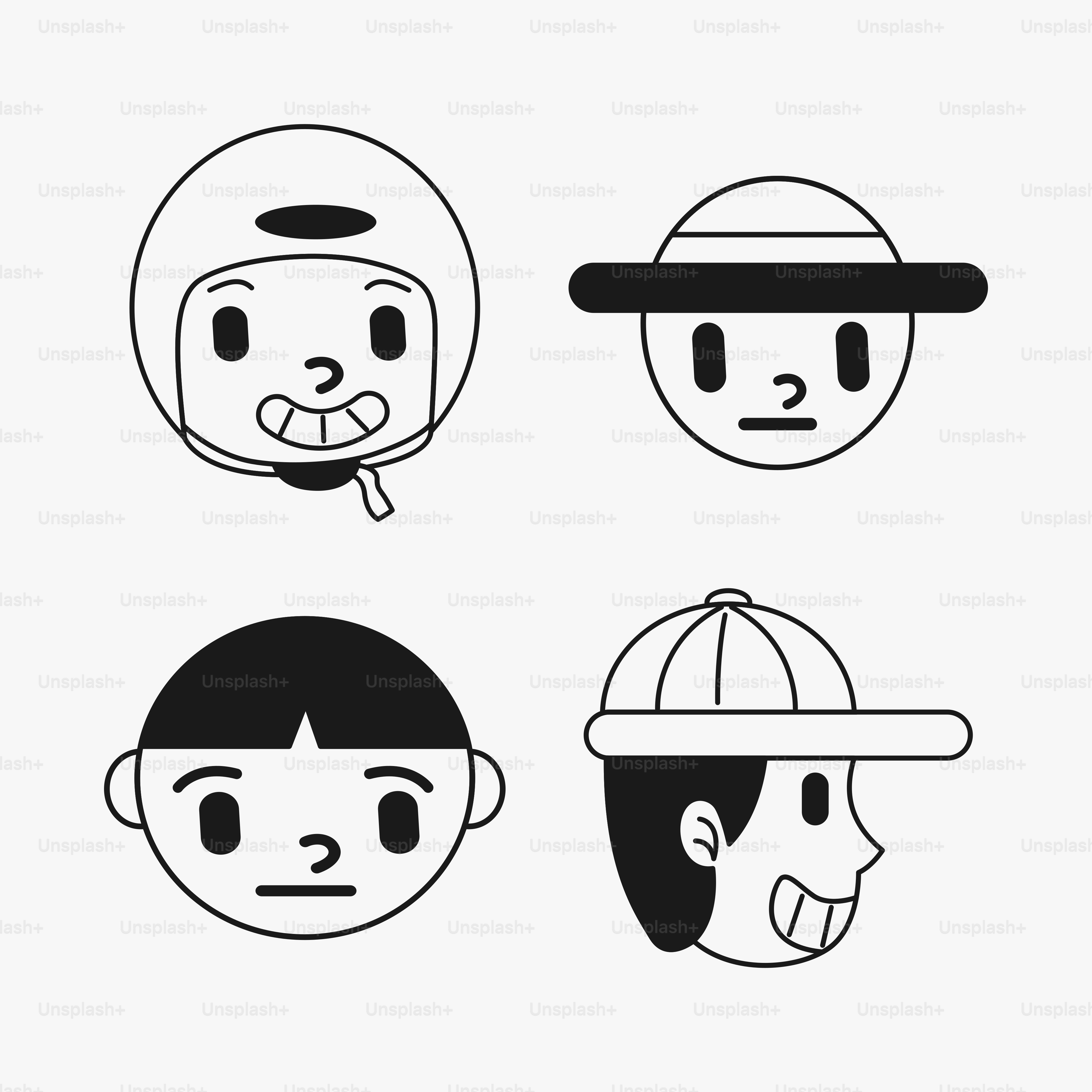 表情の異なる人々のグループ