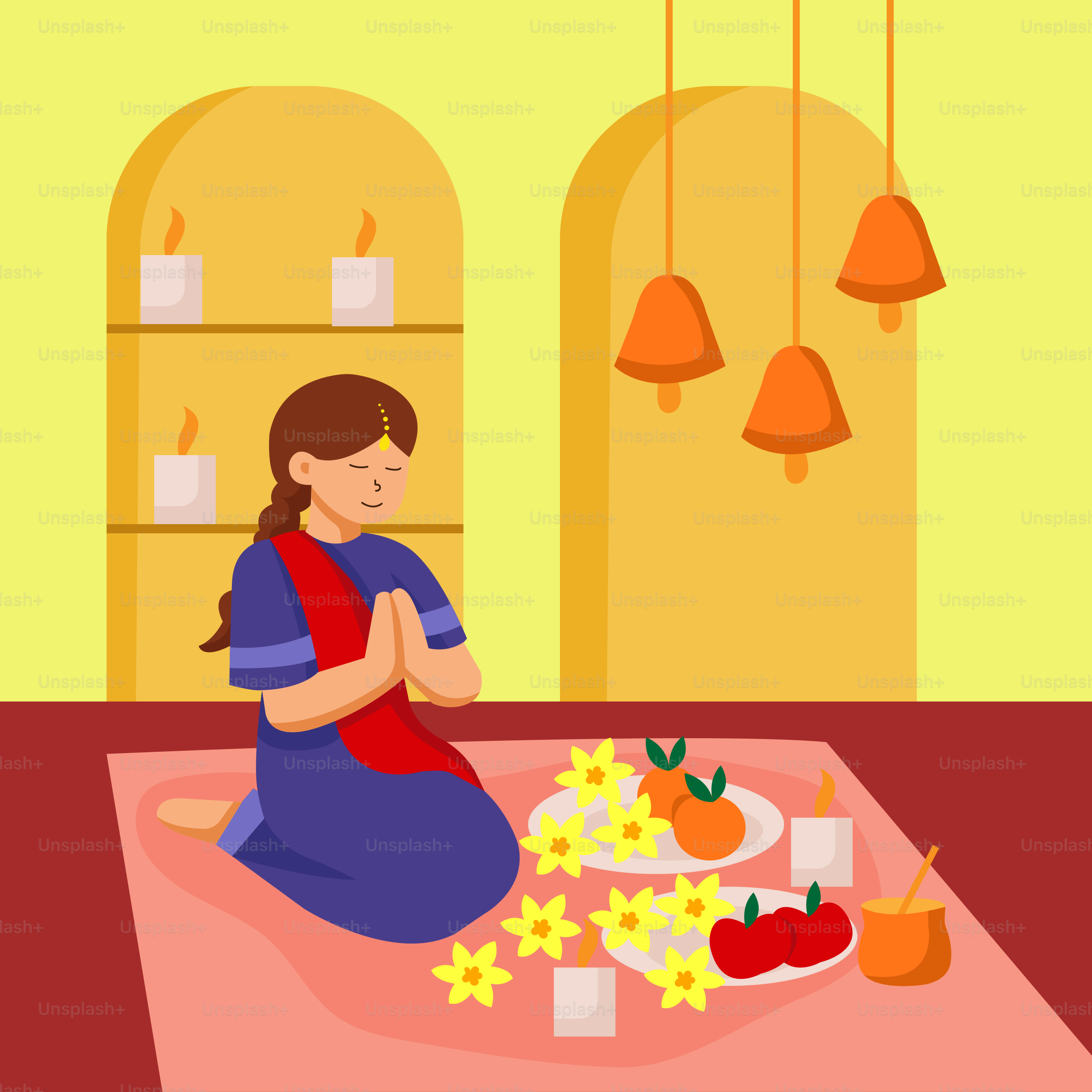 A woman sitting on the floor in front of a plate of food