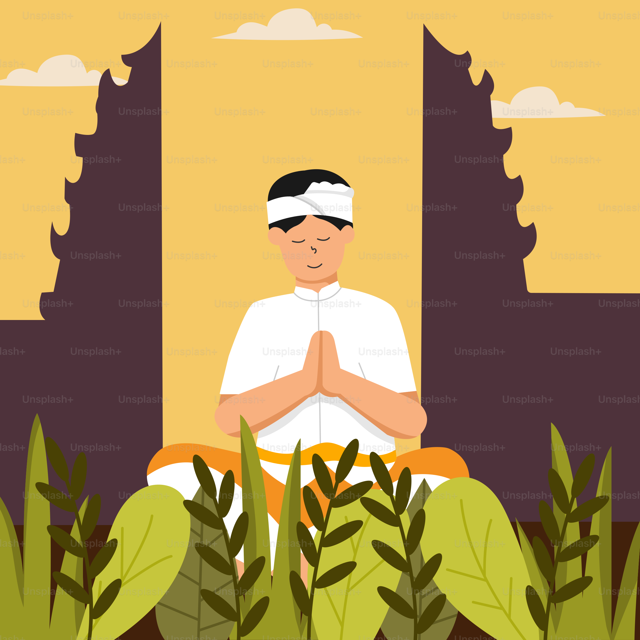 A man sitting in the middle of a jungle