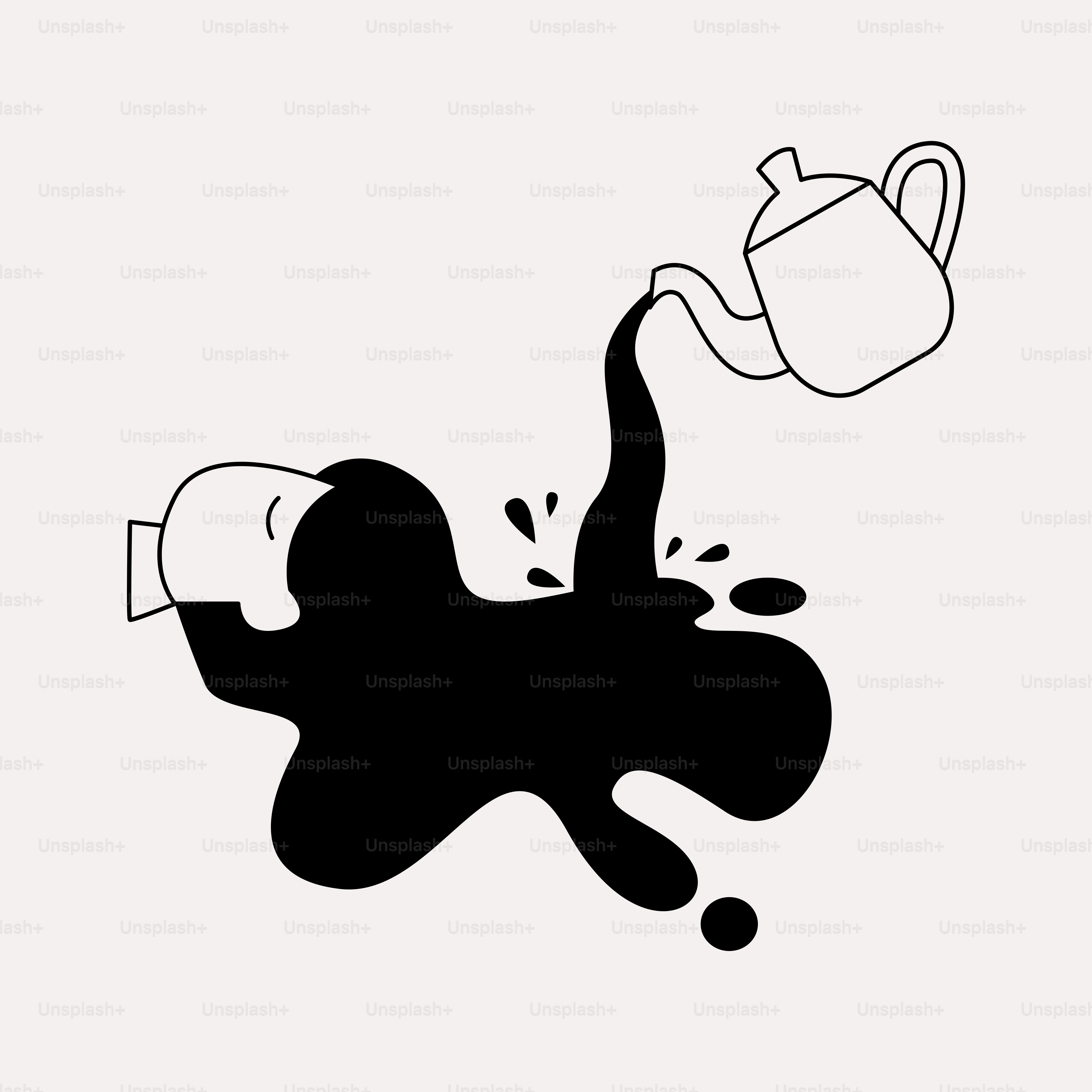 A black and white drawing of a person pouring tea