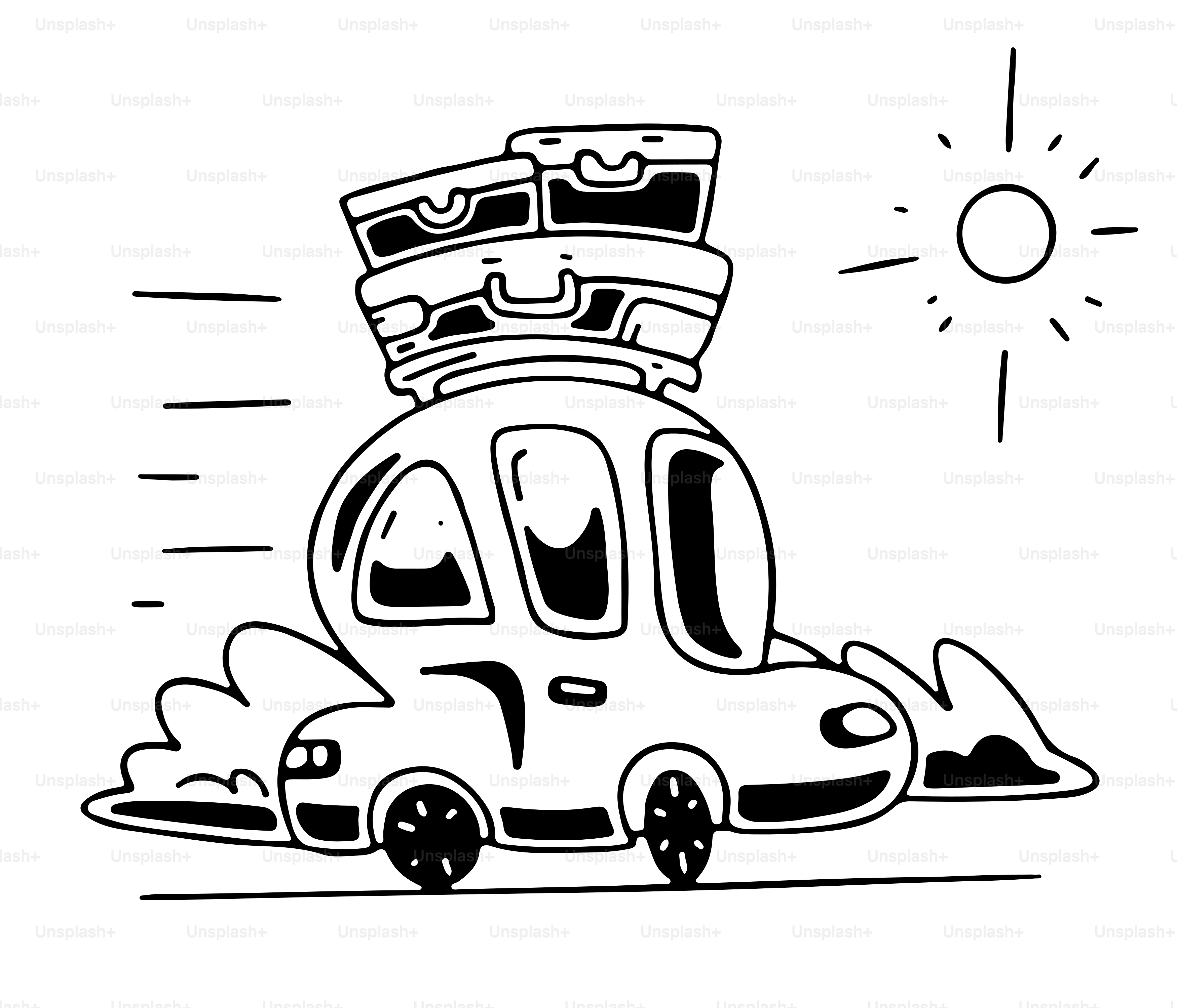 Un coche pequeño con equipaje encima