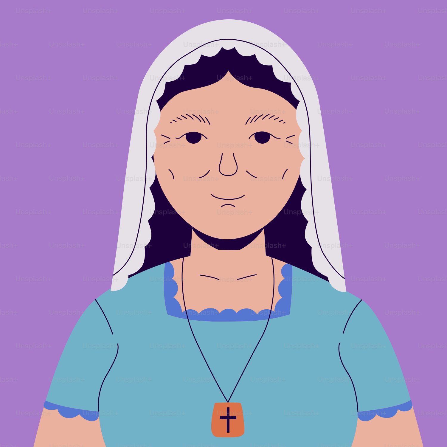 A woman with a cross on her necklace