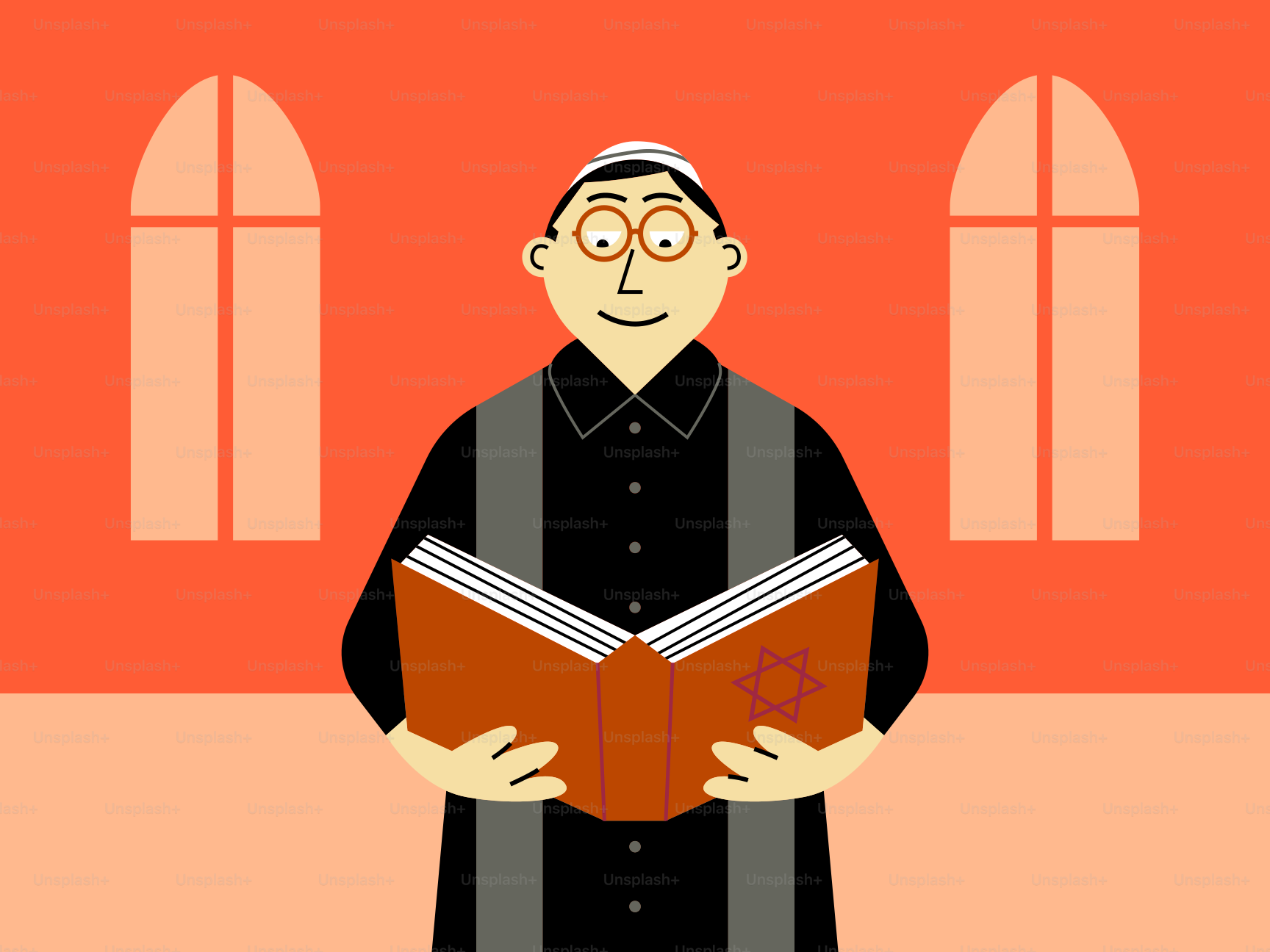 A cartoon of a man holding a book