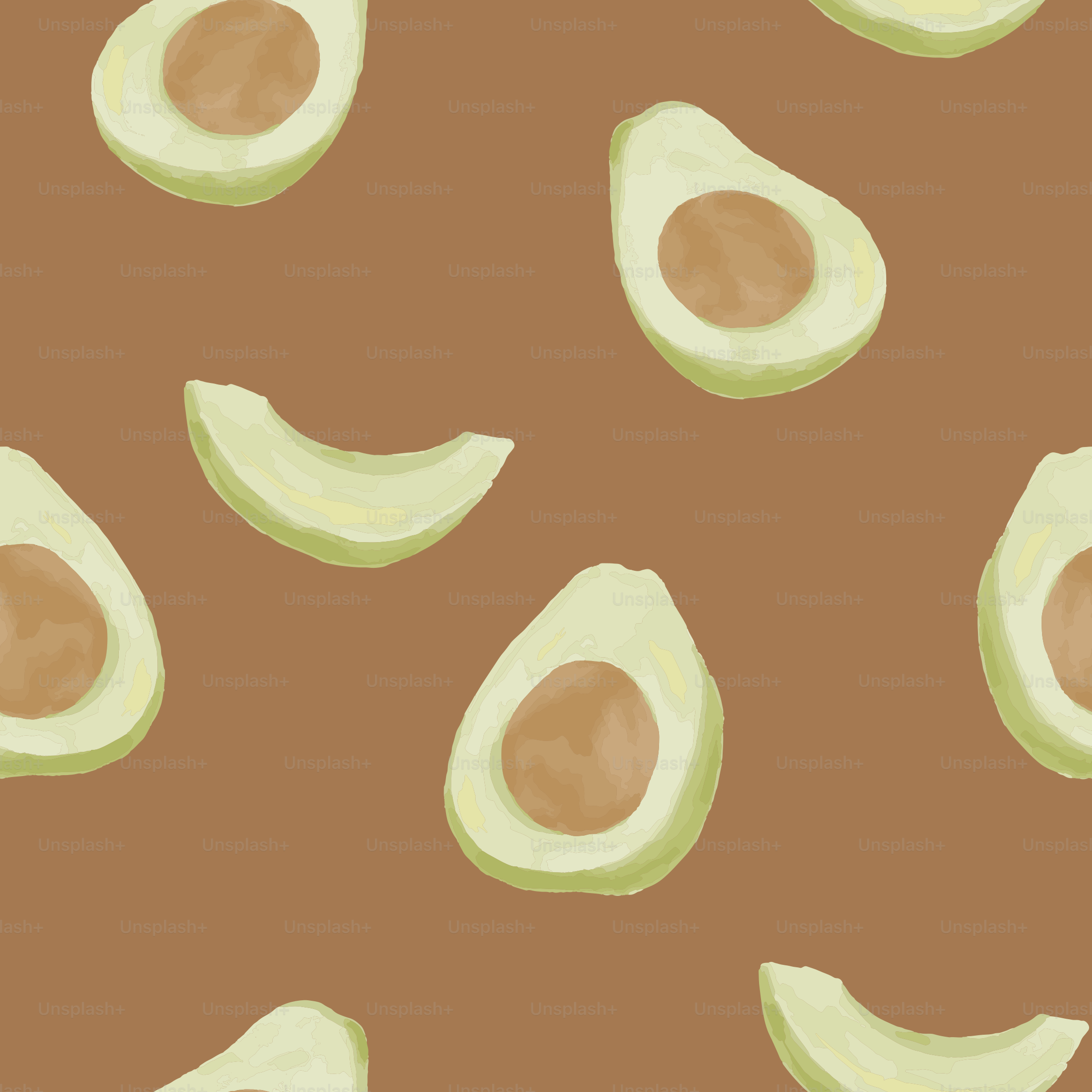 An avocado pattern on a brown background