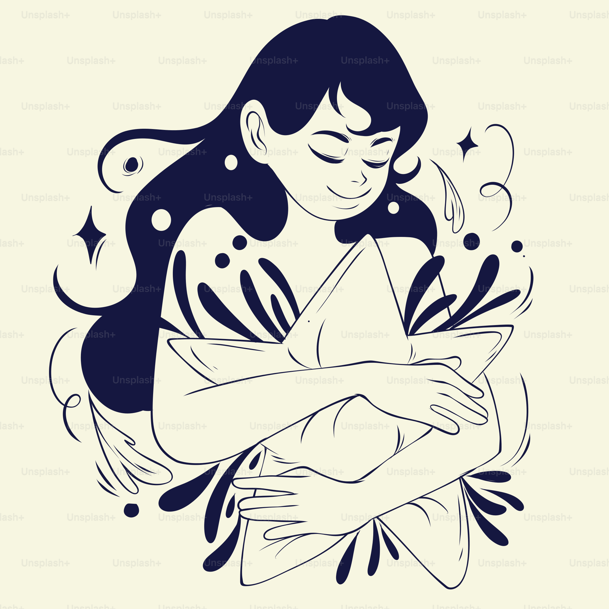 A woman holding a baby in her arms