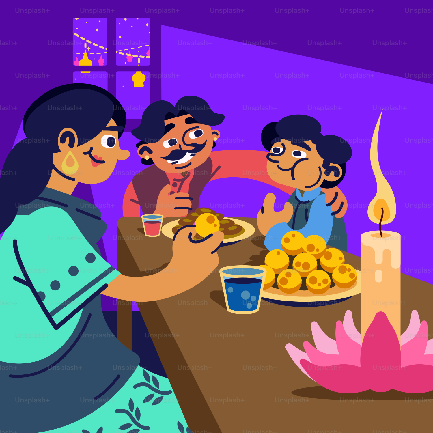 A group of people sitting around a table eating food