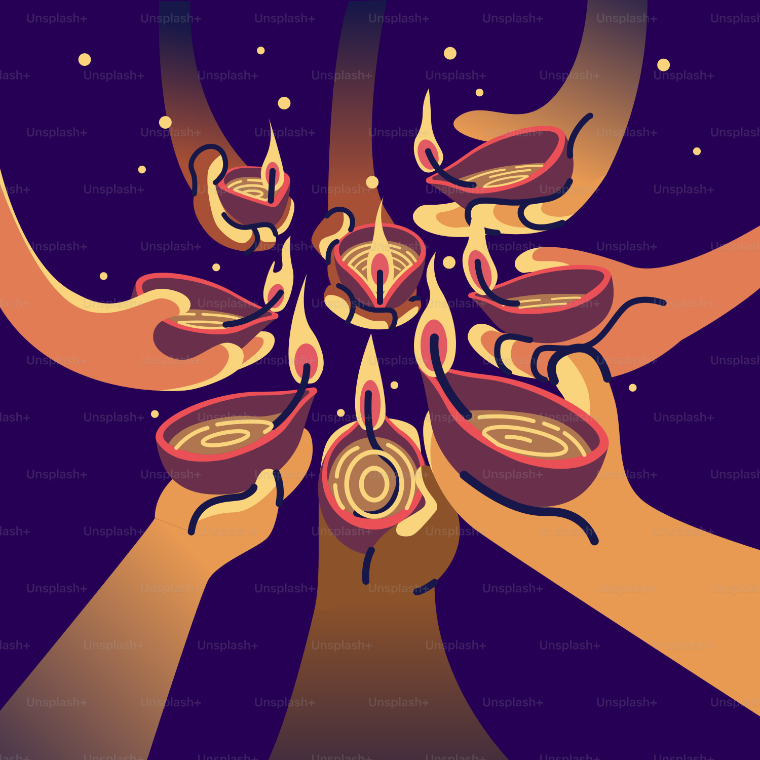 A painting of two hands reaching towards each other