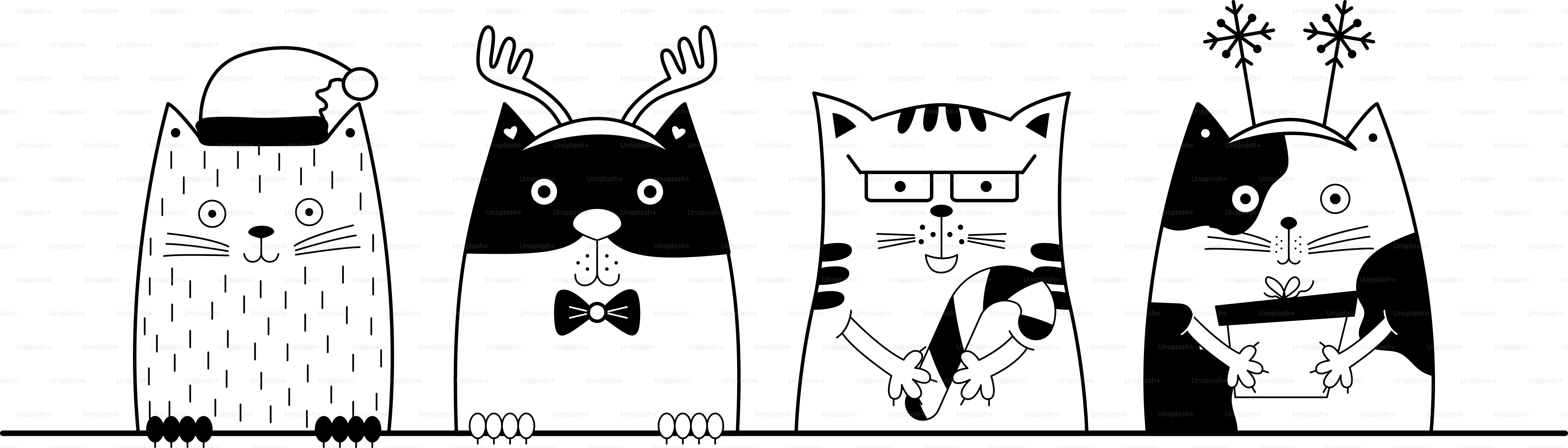 A group of cats standing next to each other