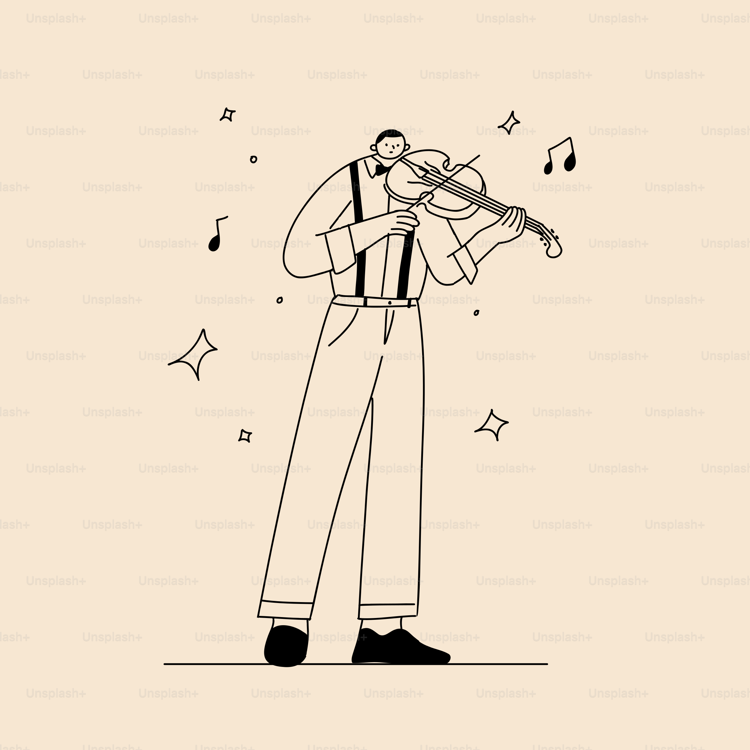 A drawing of a man playing a violin