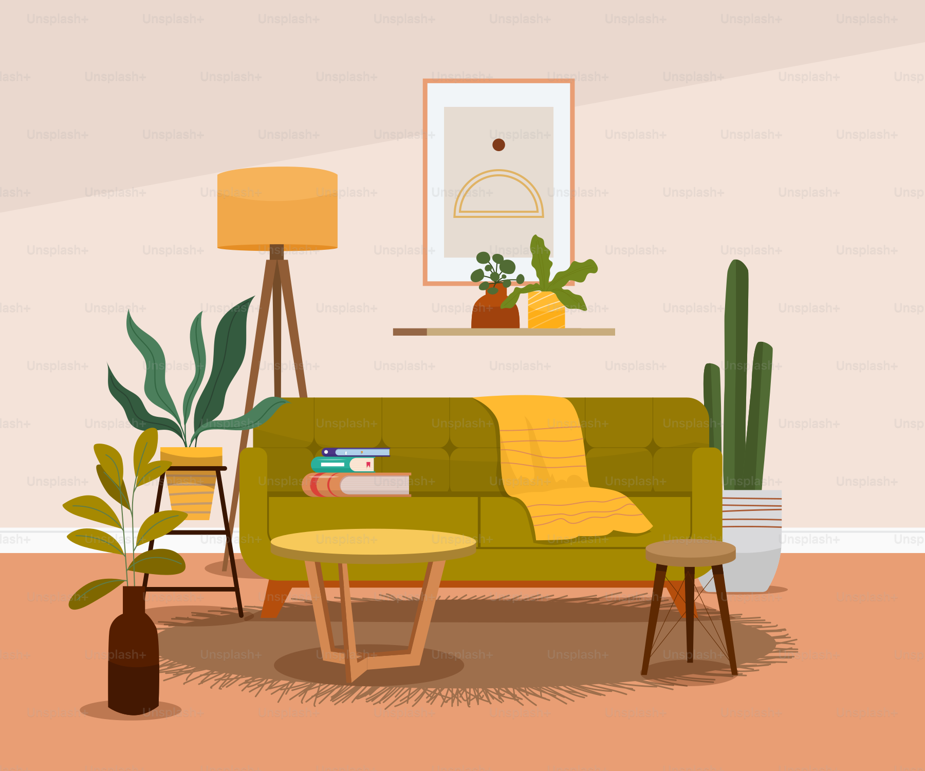 A living room filled with furniture and a lamp