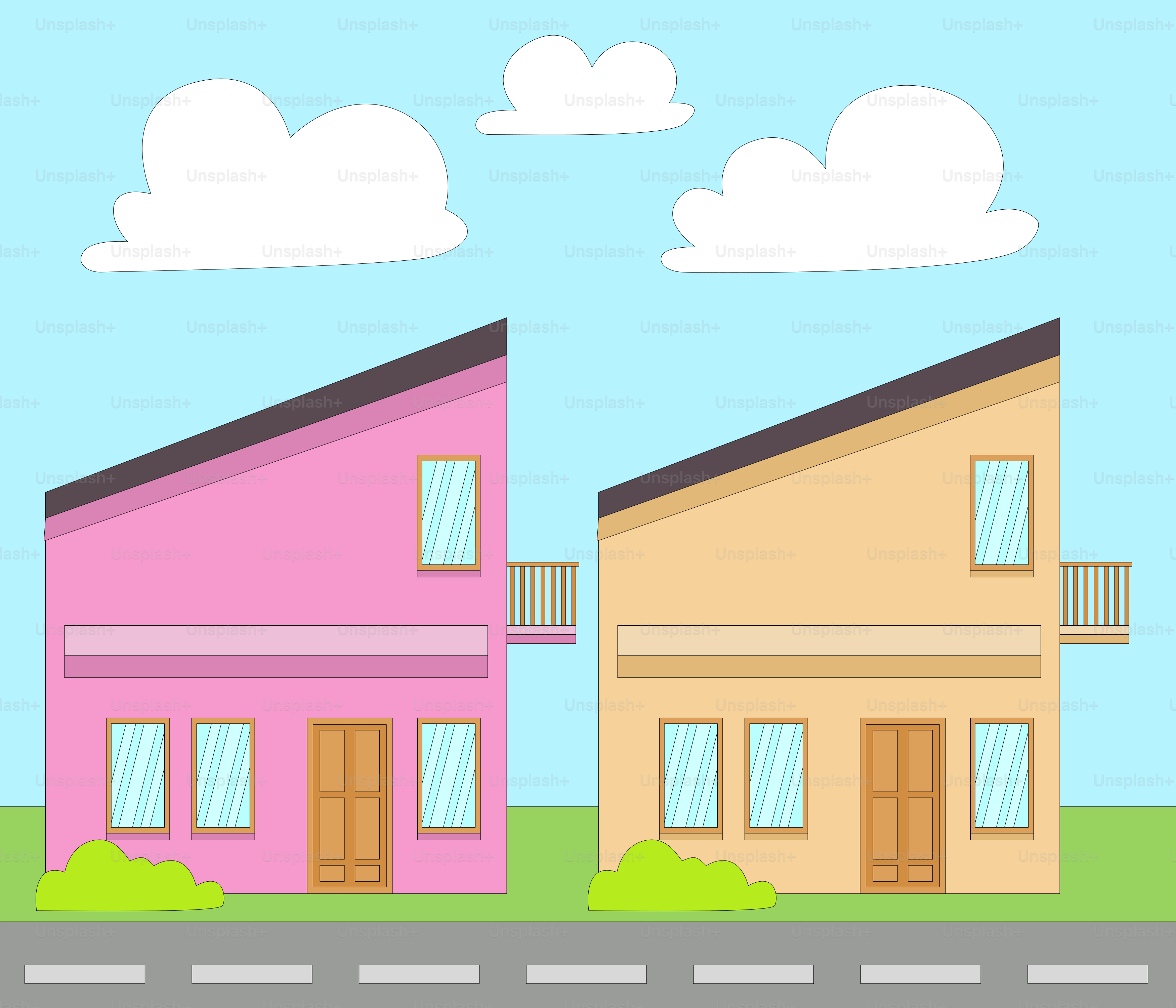 Ein paar Häuser am Straßenrand