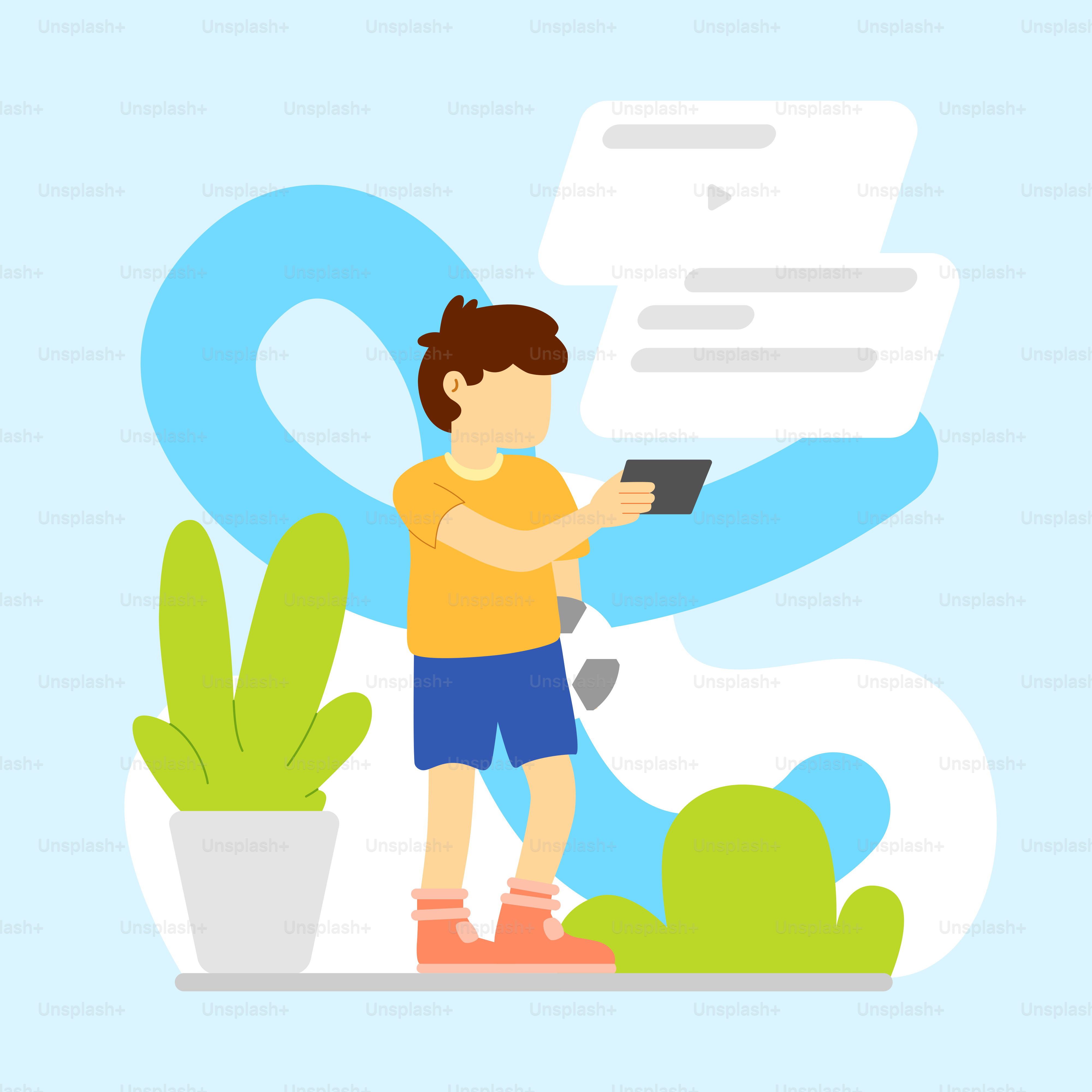 Um homem segurando um smartphone ao lado de uma planta