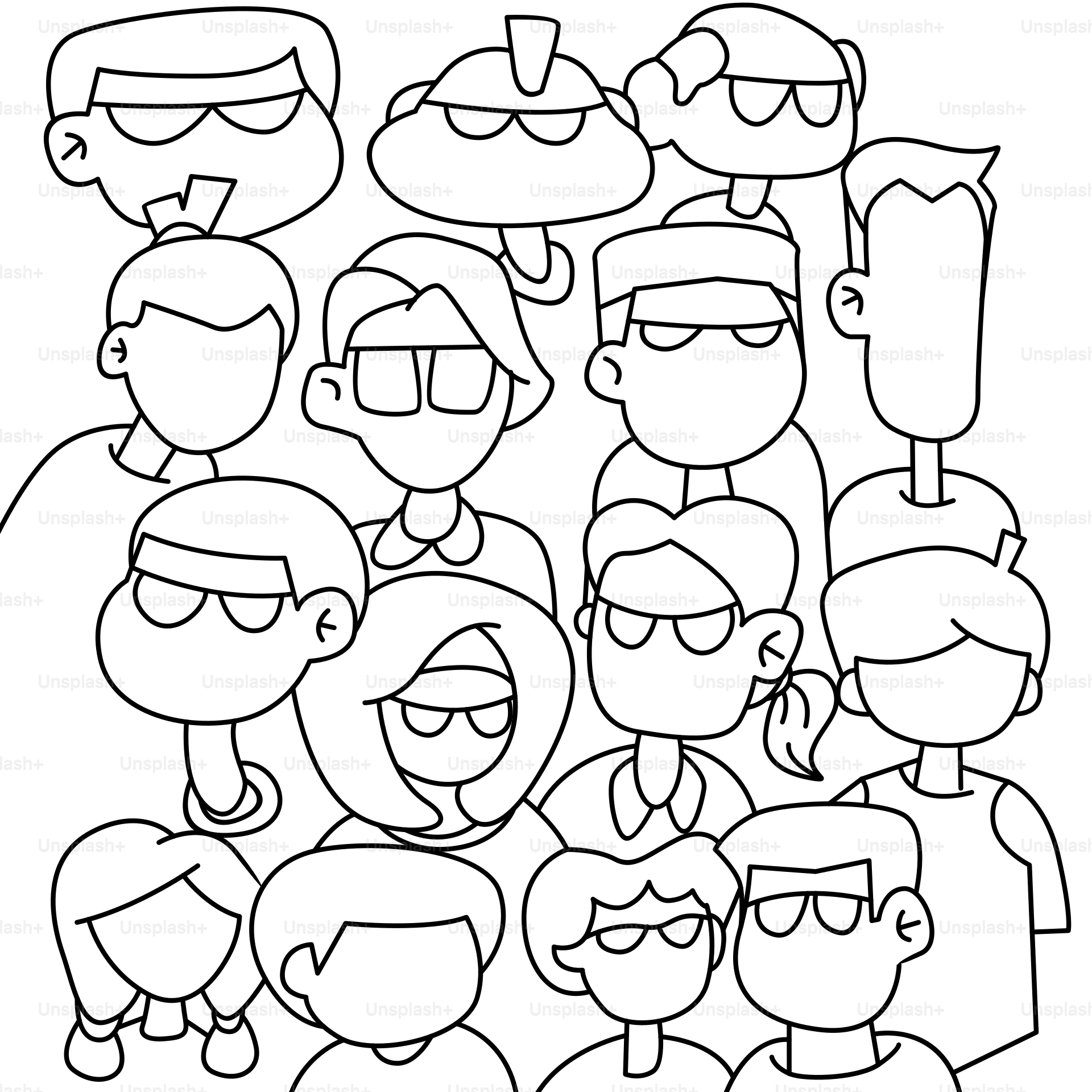 Un dessin au trait d'un groupe de personnes vectoriel – Image de Conception  graphique sur Unsplash, image size:3000x3000