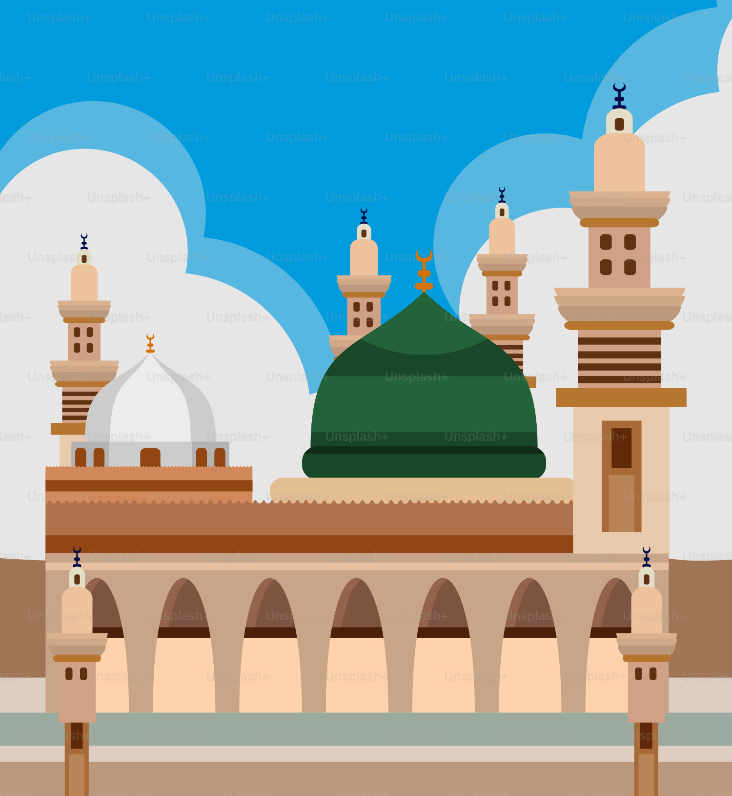 A large building with a green dome on top of it