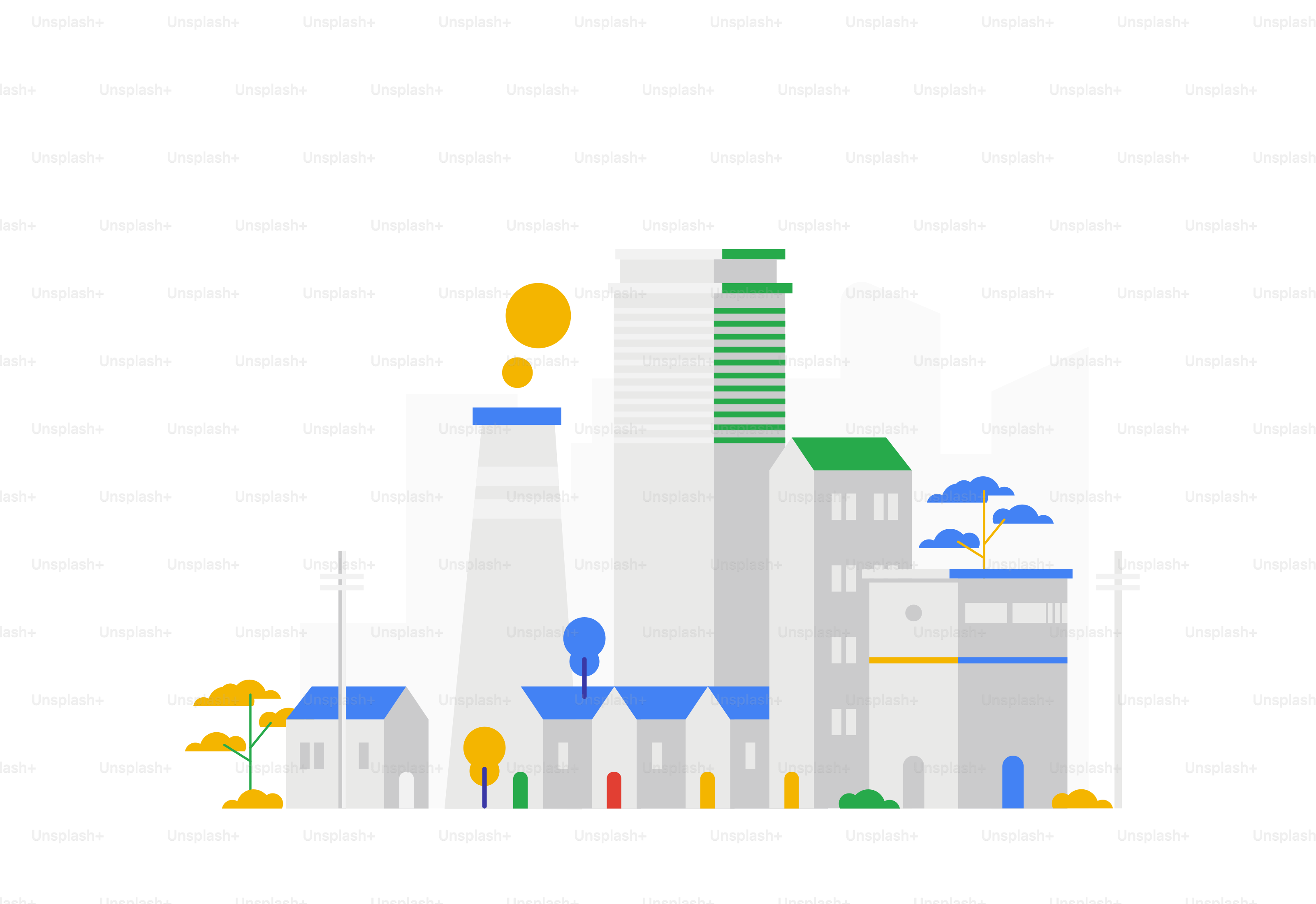 A picture of a city with tall buildings