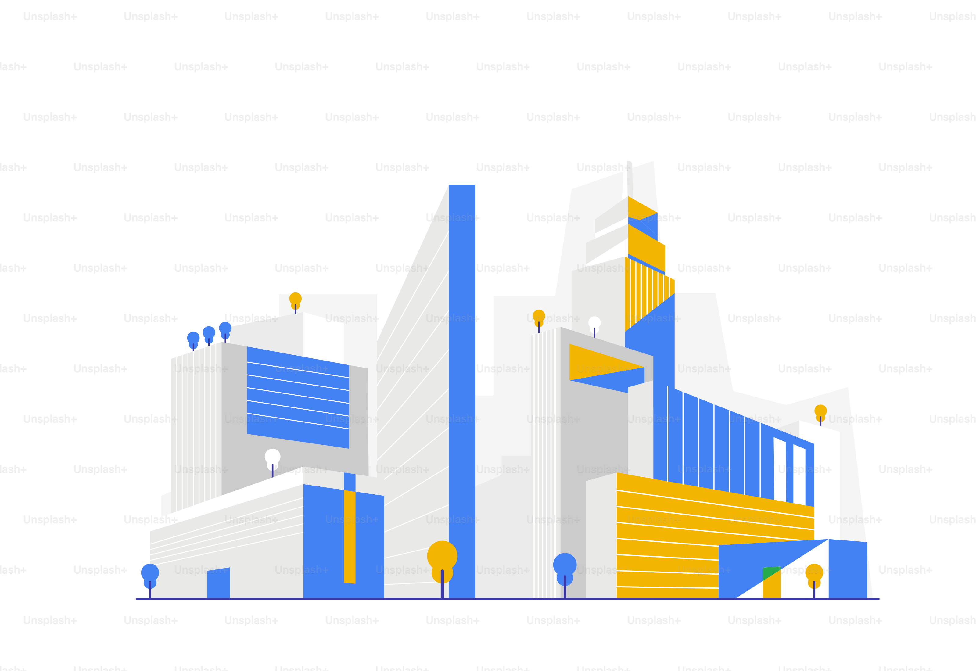 A blue and yellow building with a staircase