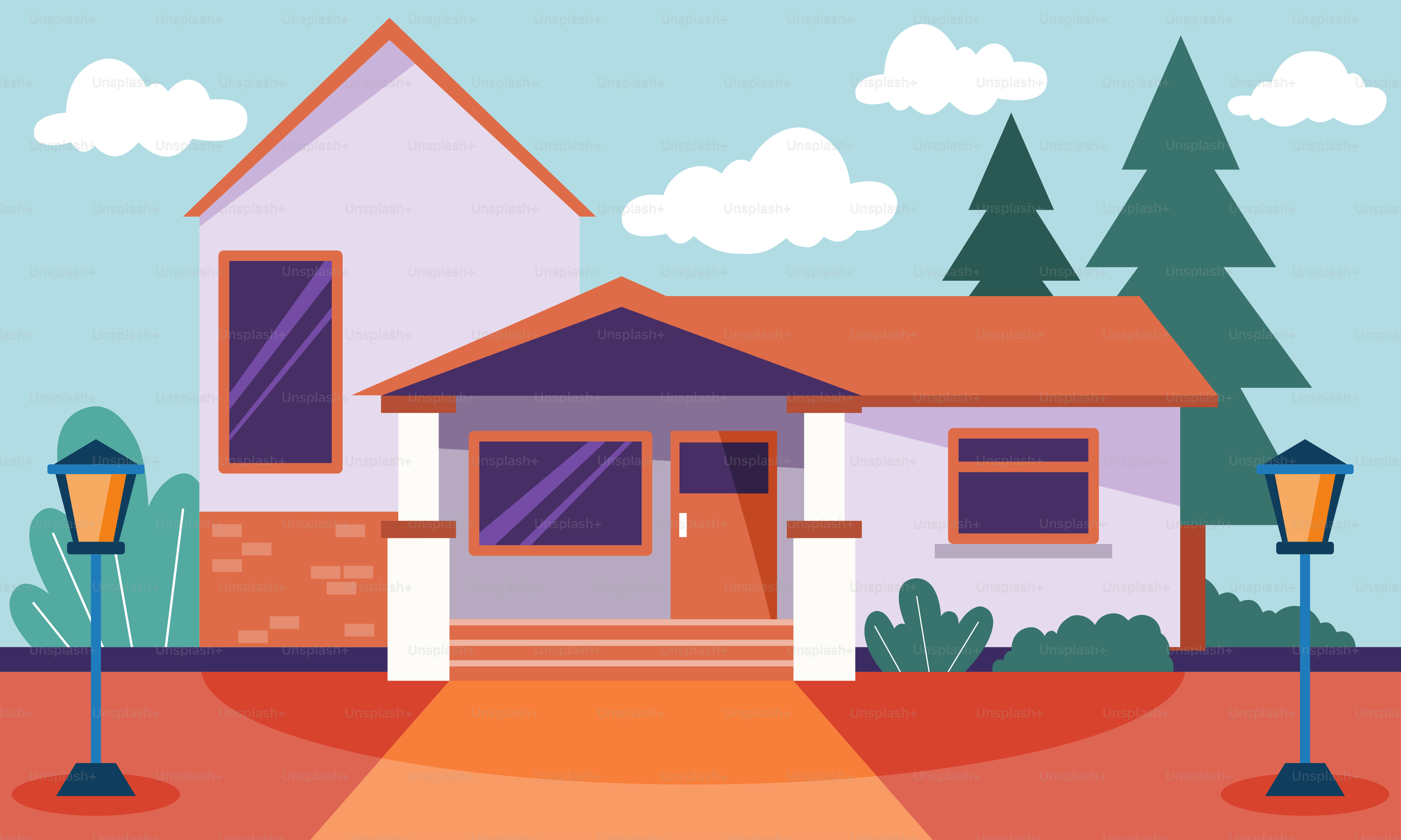 A house with a driveway and trees in the background