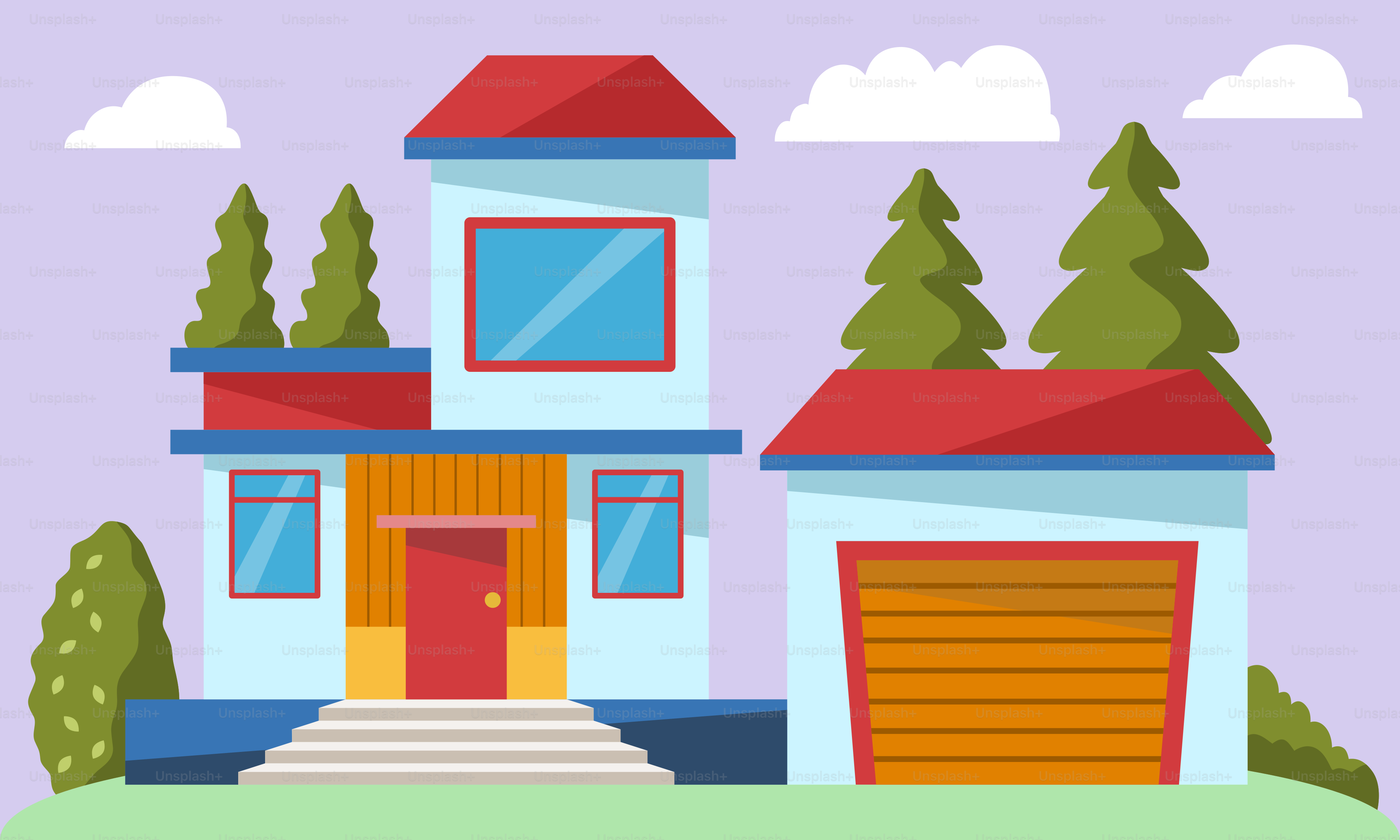 A house with a car parked in front of it